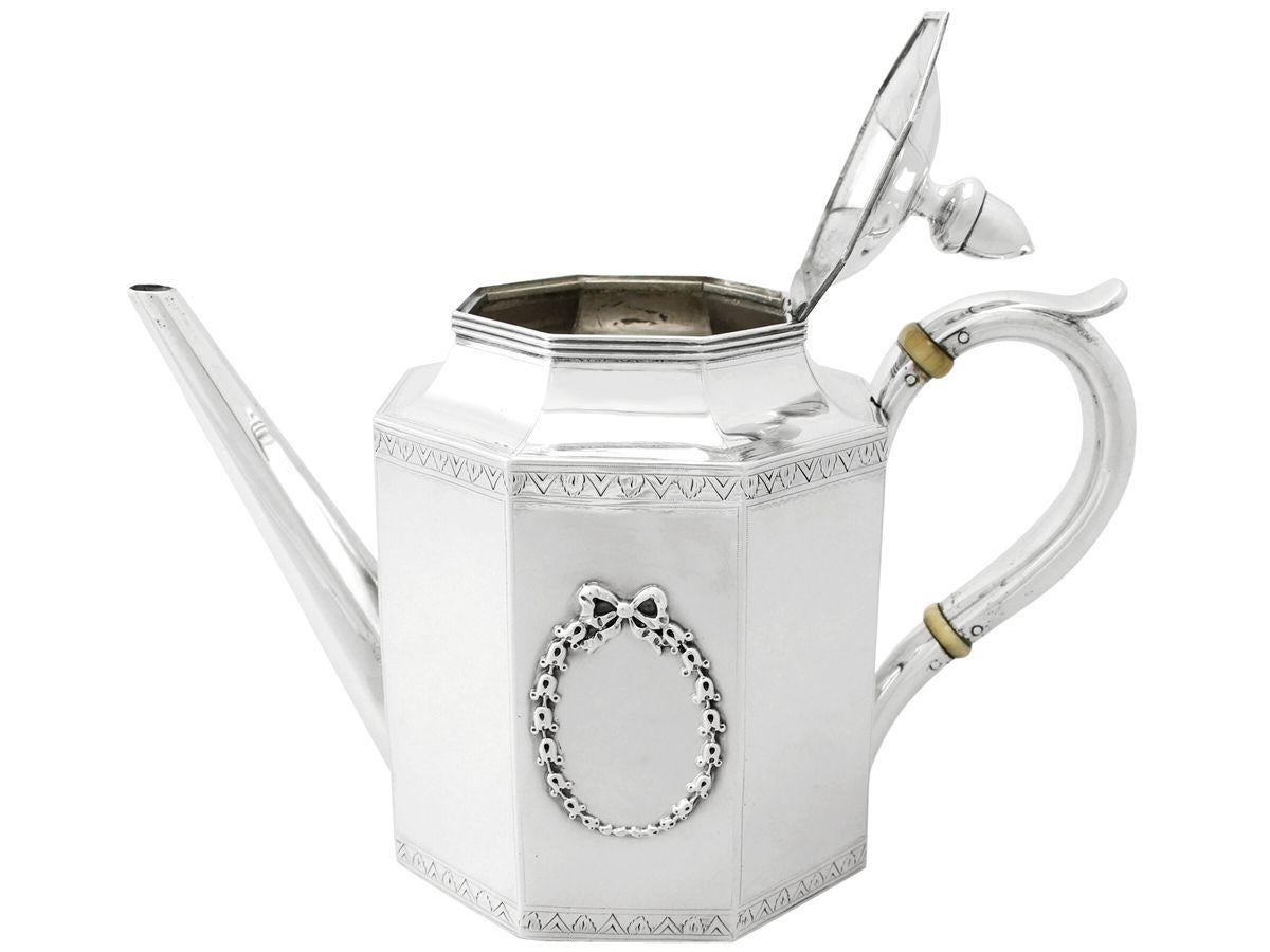 Antique Lewis Cary American Silver Teapot For Sale 1