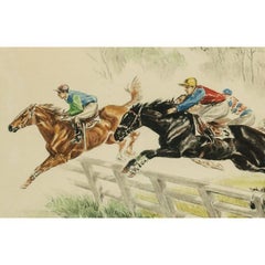 "Saut Au Brook Auteuil Steeplechase" 1940 by Lewis Claude