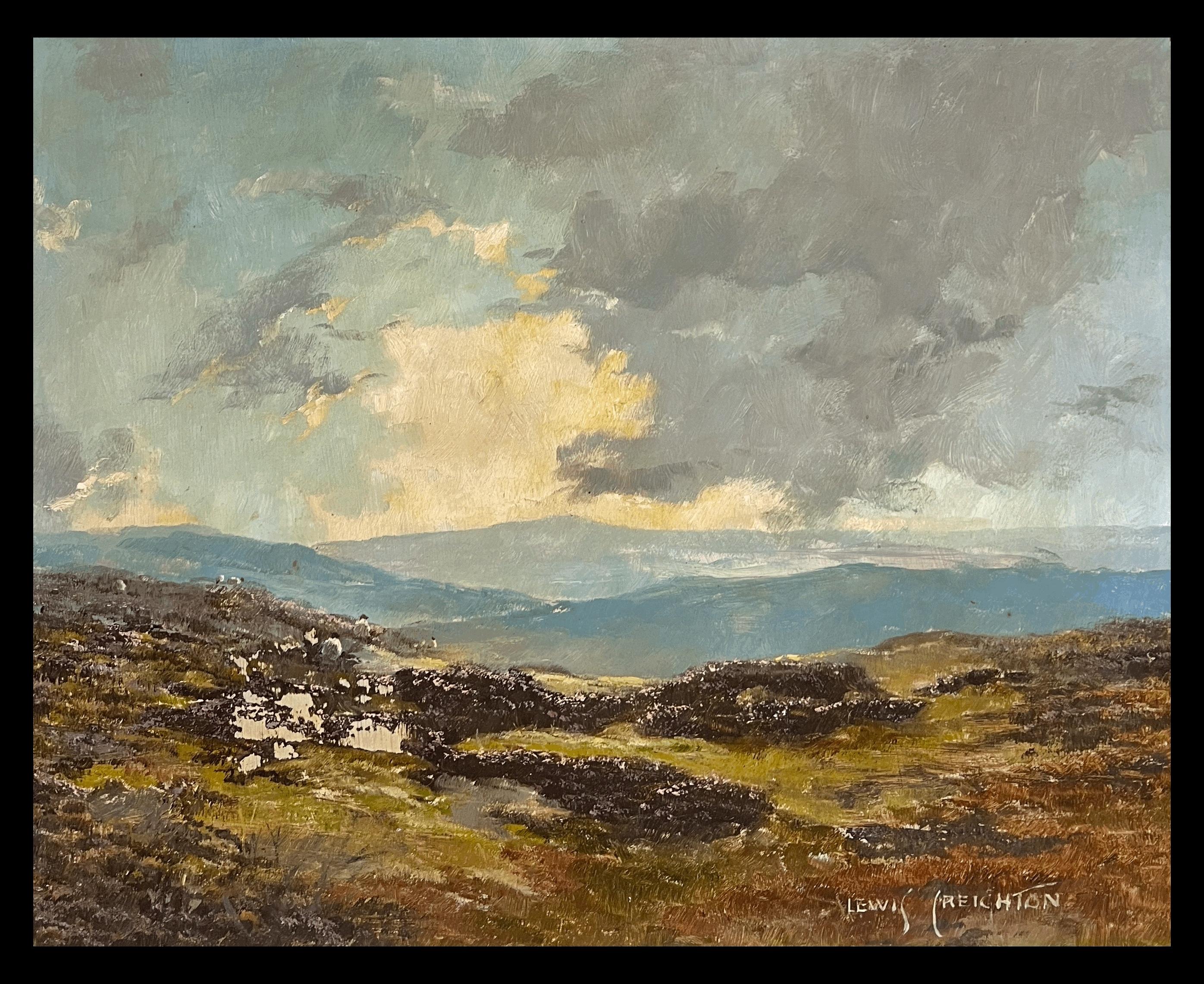 20. Jahrhundert English Impressionist Signiertes Ölgemälde Yorkshire Moors Landschaft – Painting von Lewis Creighton