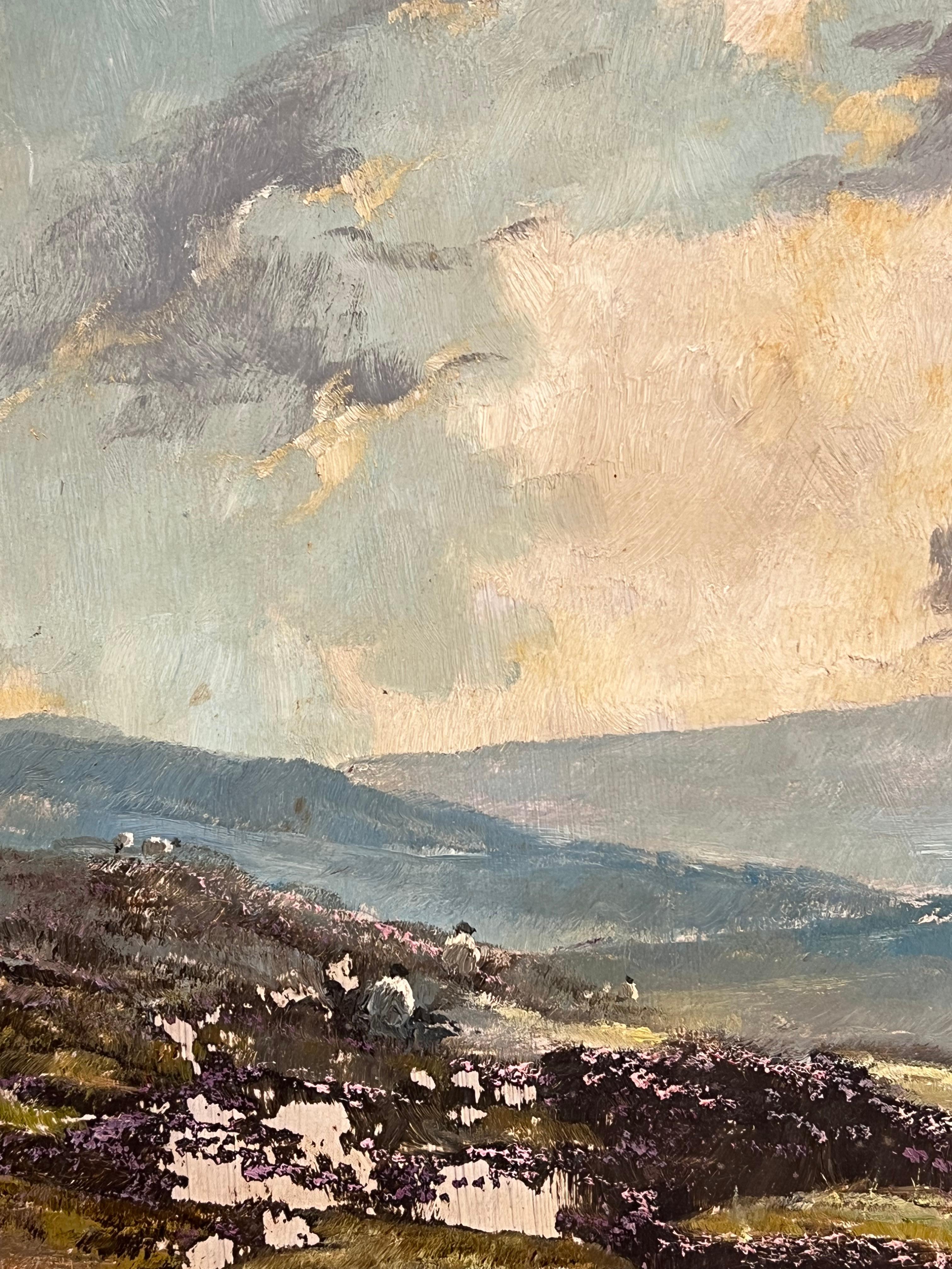 20. Jahrhundert English Impressionist Signiertes Ölgemälde Yorkshire Moors Landschaft (Impressionismus), Painting, von Lewis Creighton