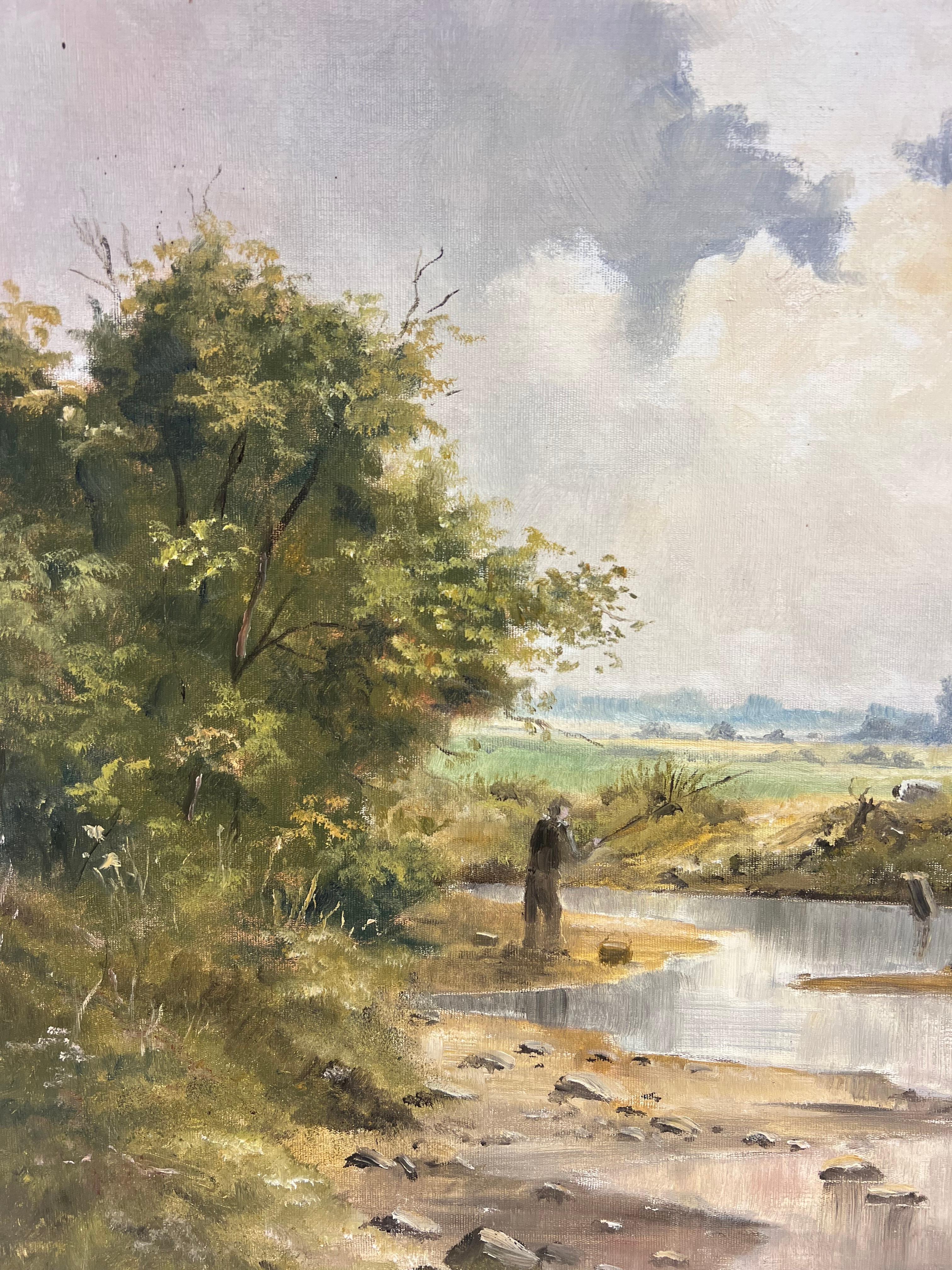 Angeln in den Yorkshire Dales Britischer Impressionist Ölgemälde 20. Jahrhundert (Englische Schule), Painting, von Lewis Creighton