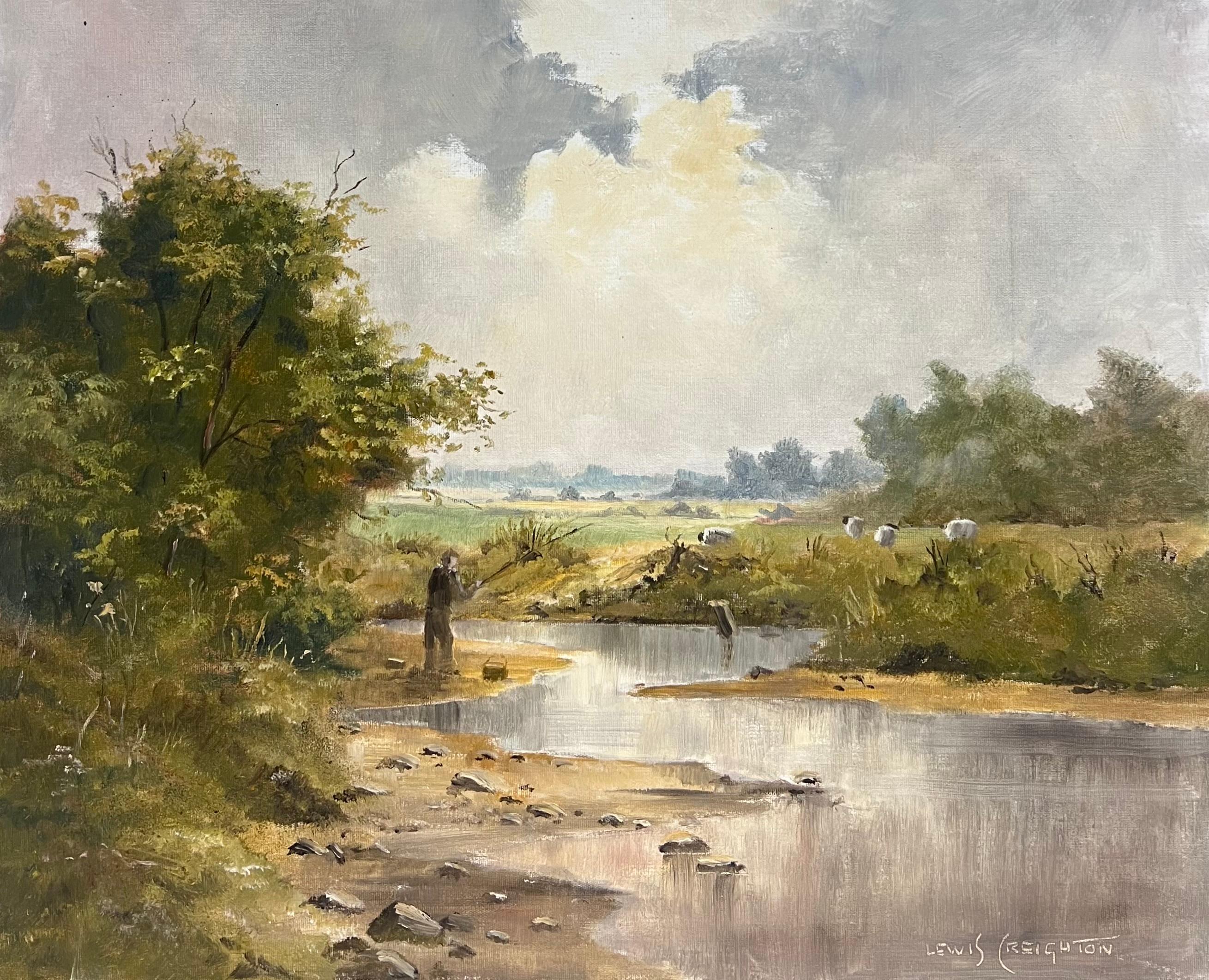 Angeln in den Yorkshire Dales Britischer Impressionist Ölgemälde 20. Jahrhundert im Angebot 2