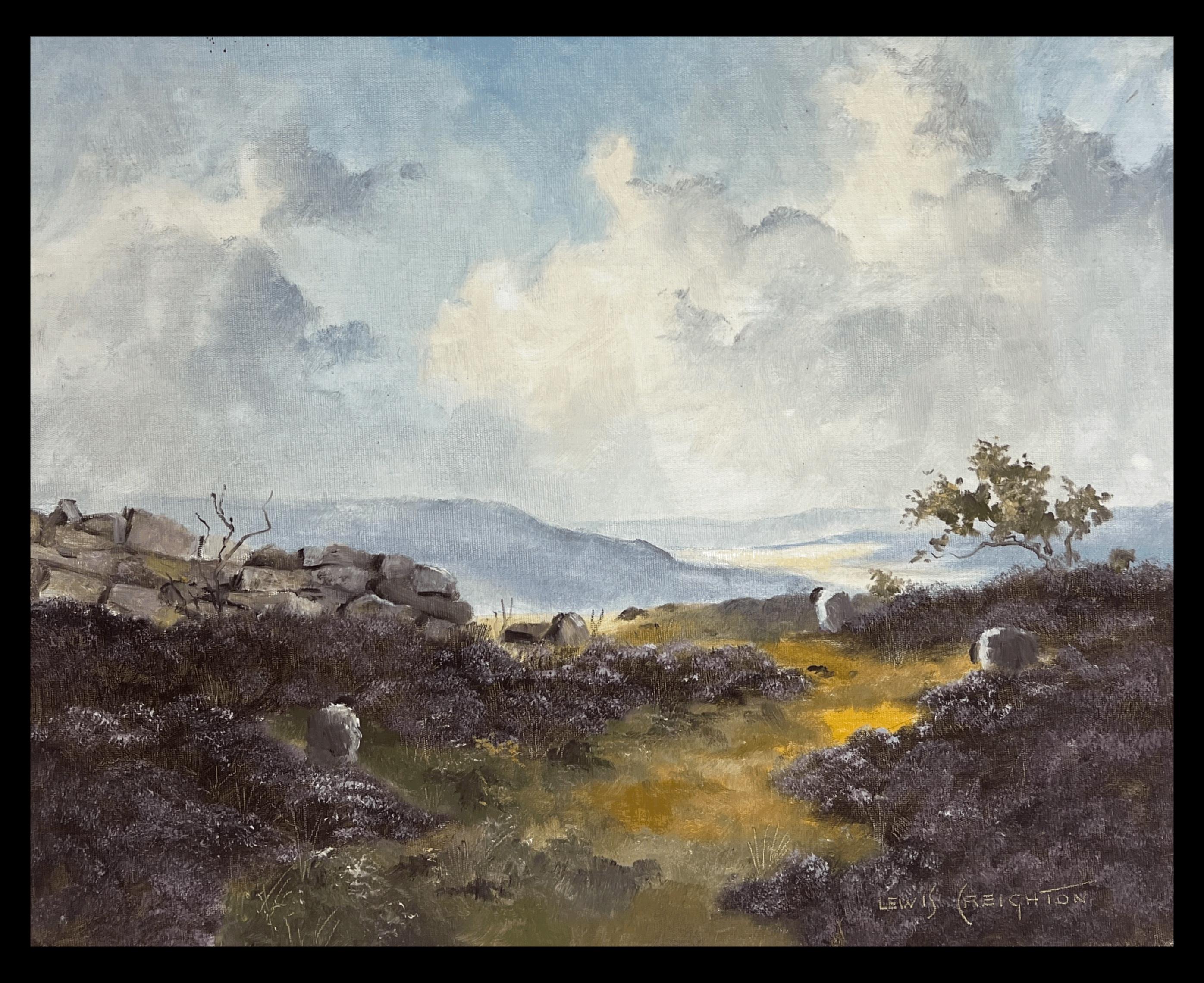 Windgepeitschte Yorkshire Moors Landschaft 20. Jahrhundert Britischer Impressionist Öl – Painting von Lewis Creighton