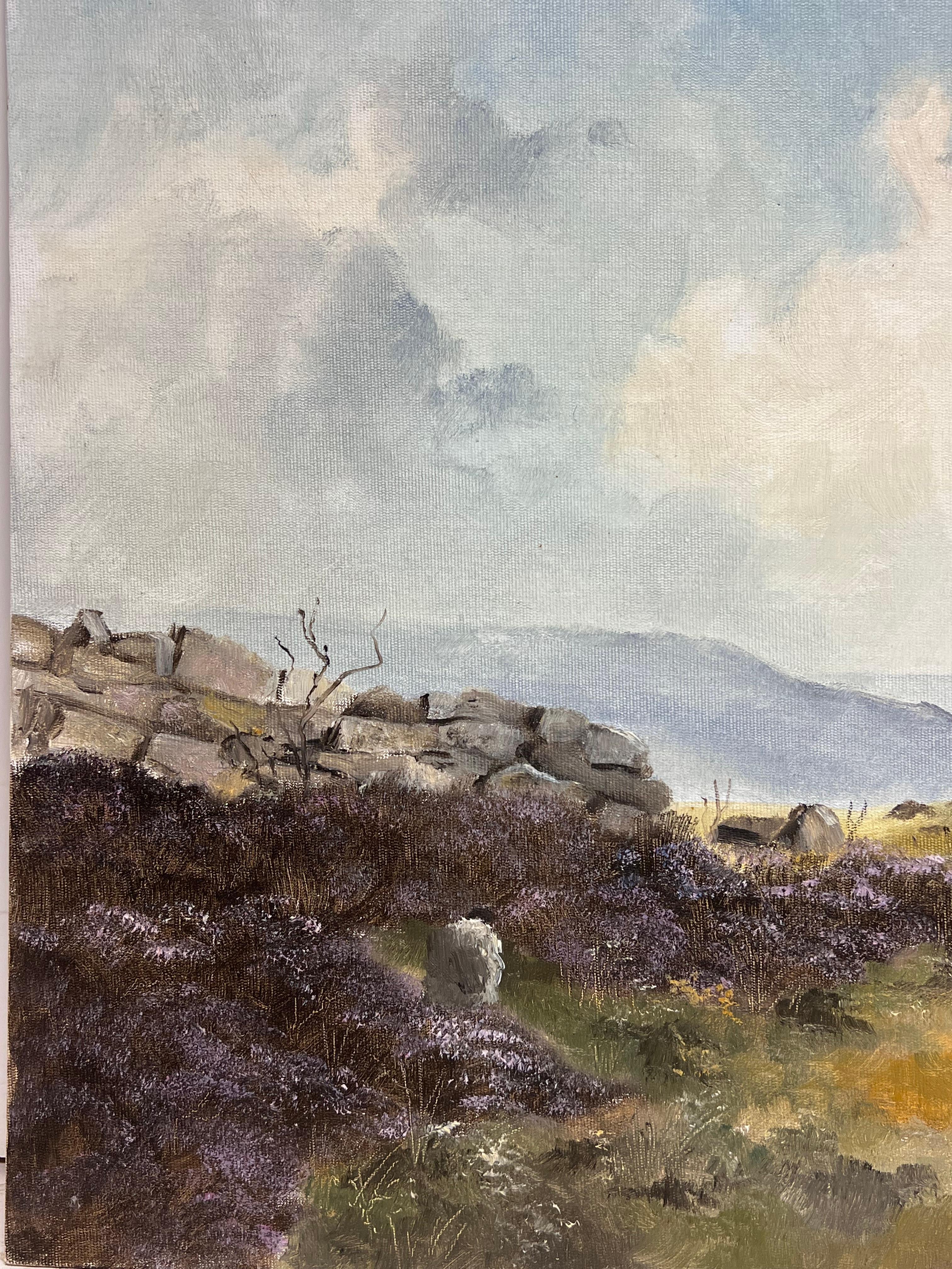 Windgepeitschte Yorkshire Moors Landschaft 20. Jahrhundert Britischer Impressionist Öl im Angebot 1