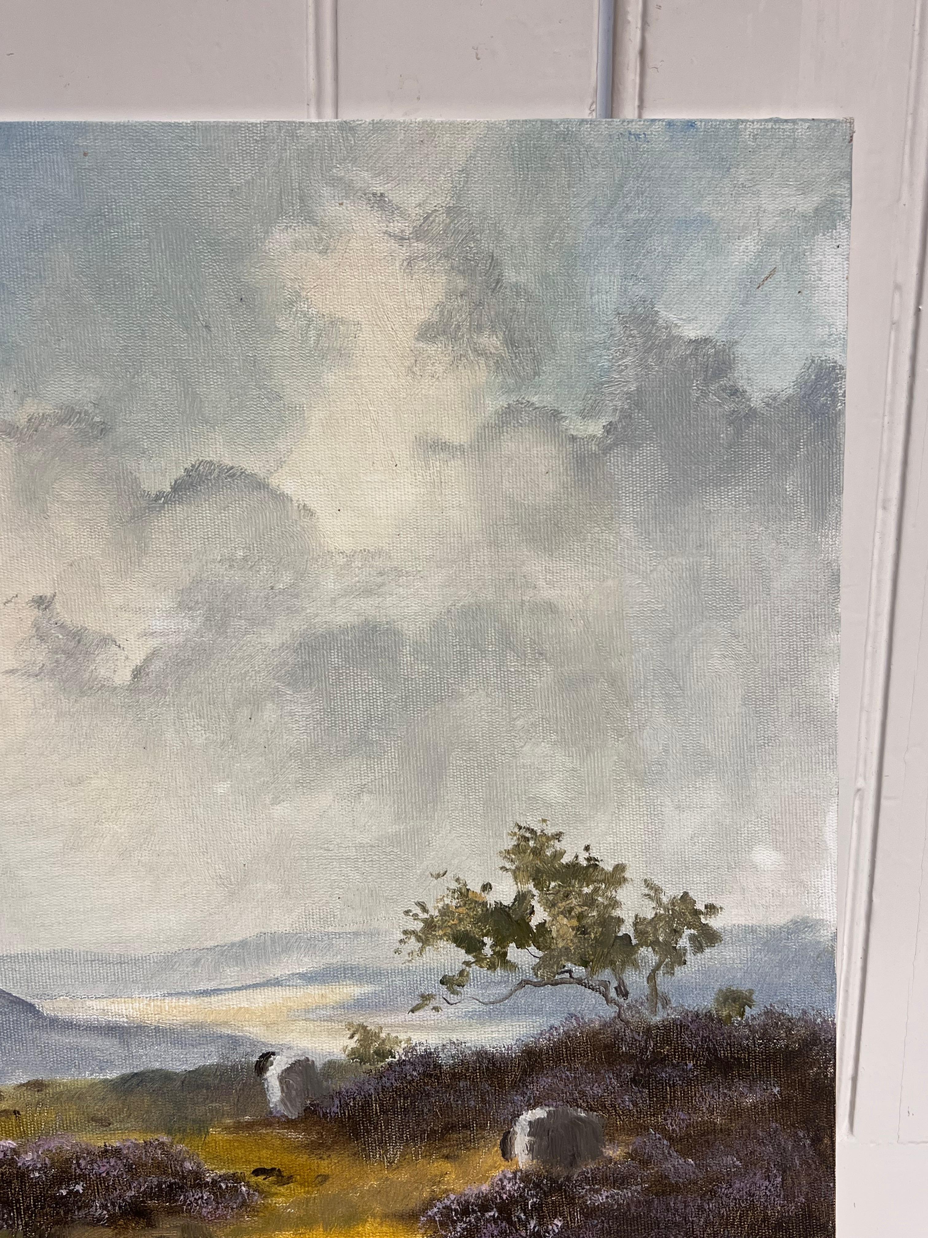 Windgepeitschte Yorkshire Moors Landschaft 20. Jahrhundert Britischer Impressionist Öl im Angebot 2