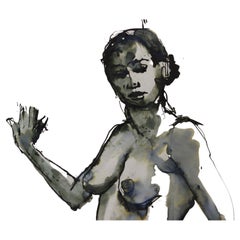 Peinture à la gouache « Femme nue » de l'artiste Lewis Evany