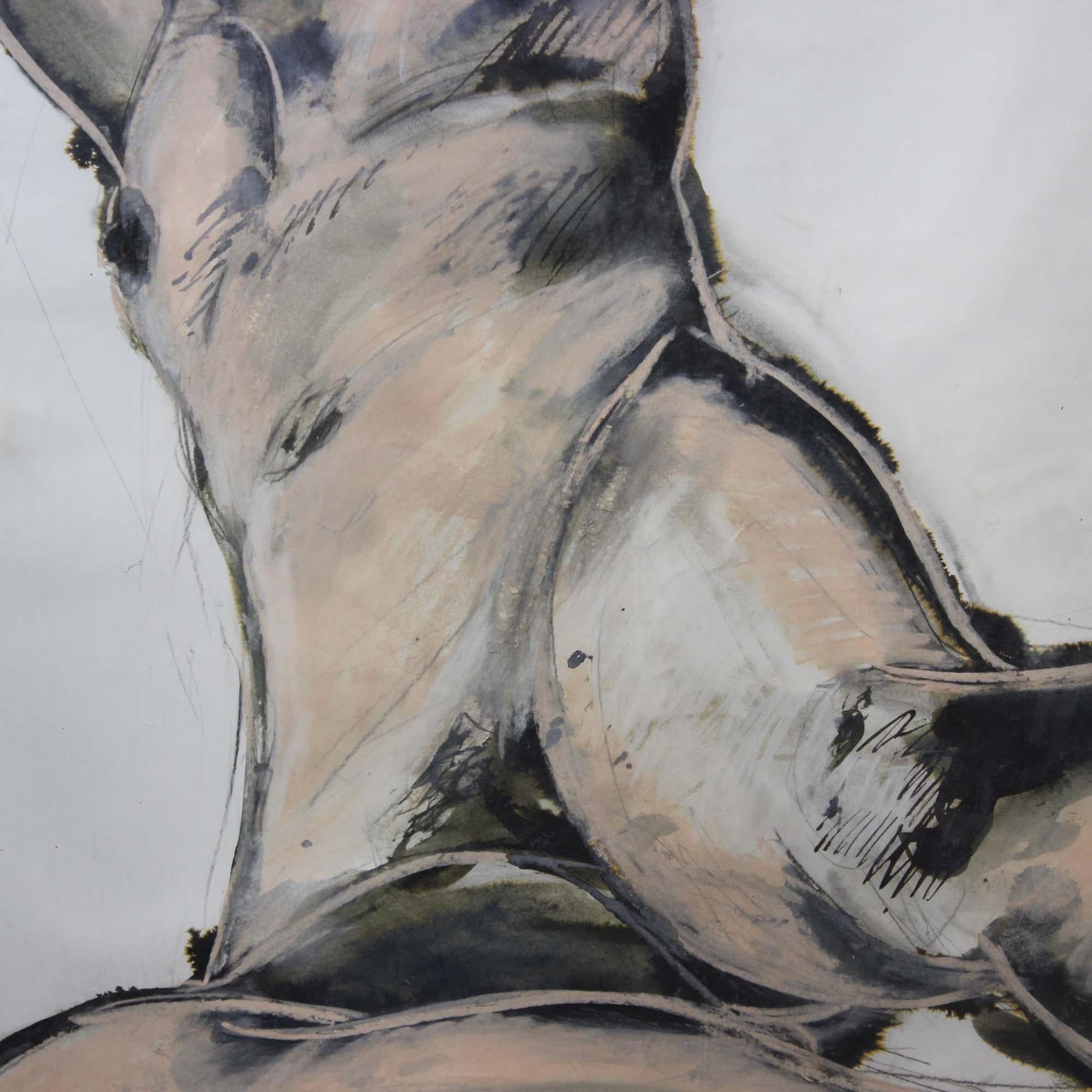 Britannique L'artiste Lewis Evany a peint à la gouache « Une femme nue » en vente