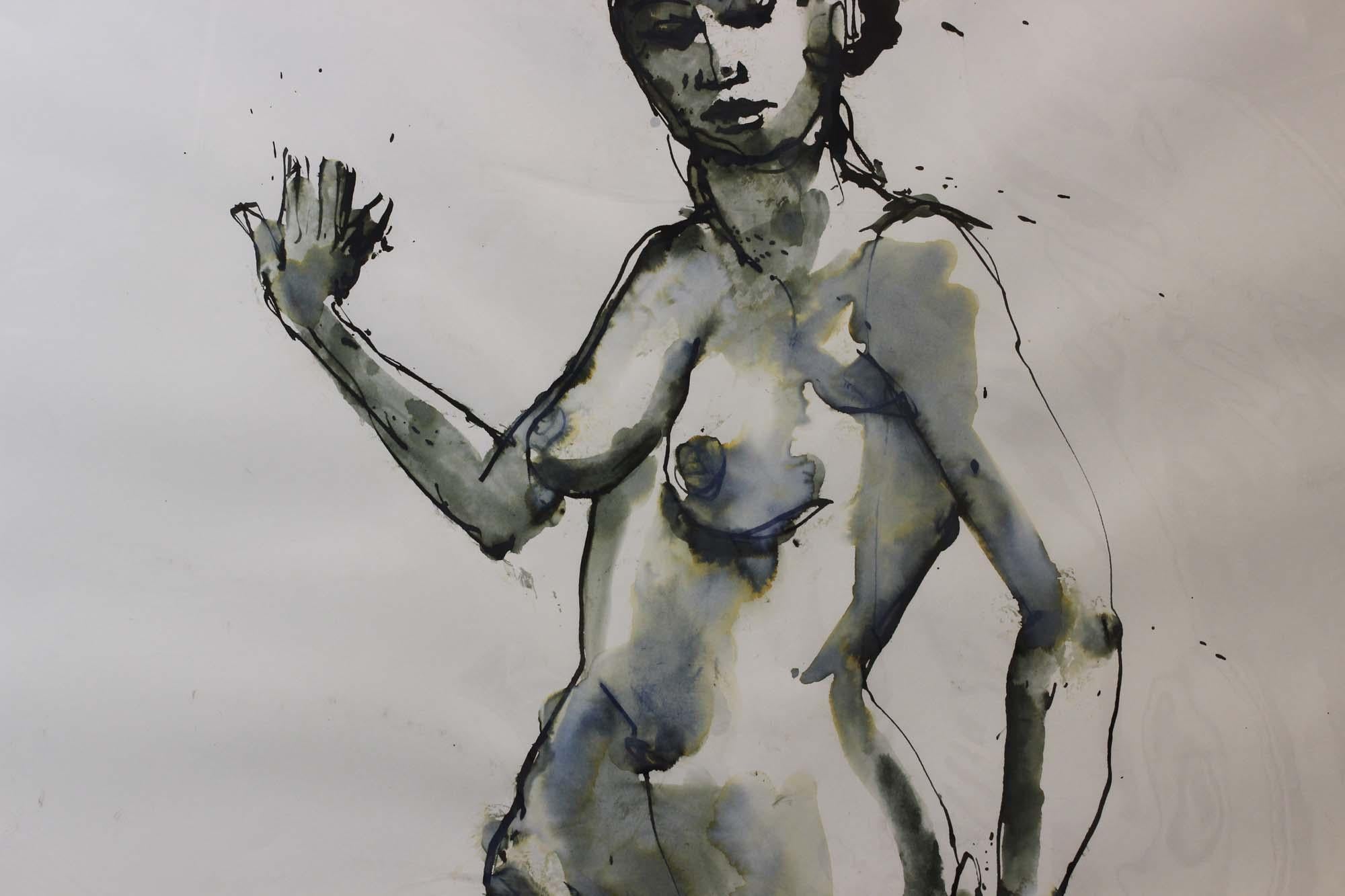 Lewis Evany Artist Gouache Painting ' Nude woman' In Good Condition For Sale In Braintree, GB