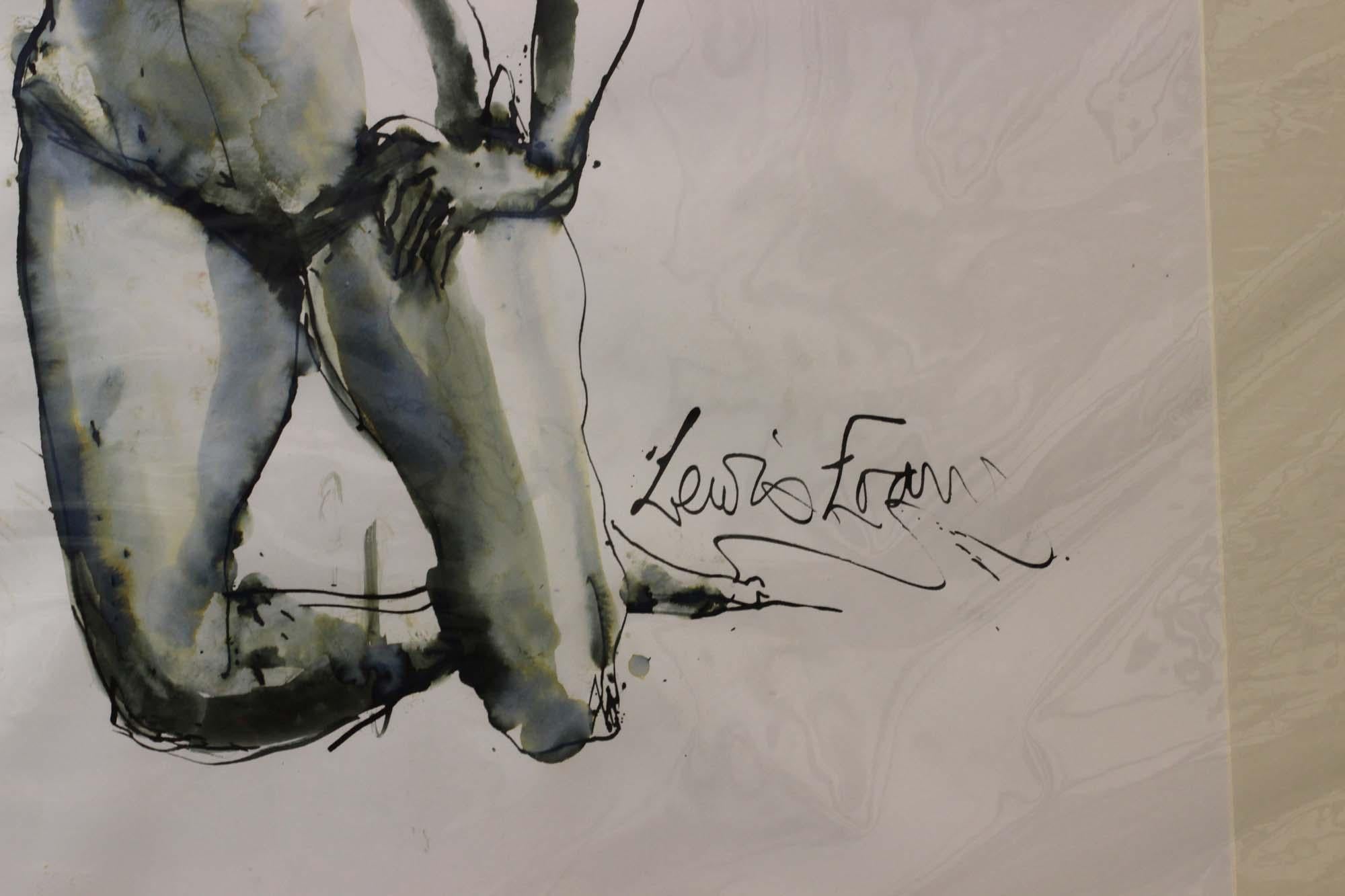 Papier Peinture à la gouache « Femme nue » de l'artiste Lewis Evany en vente