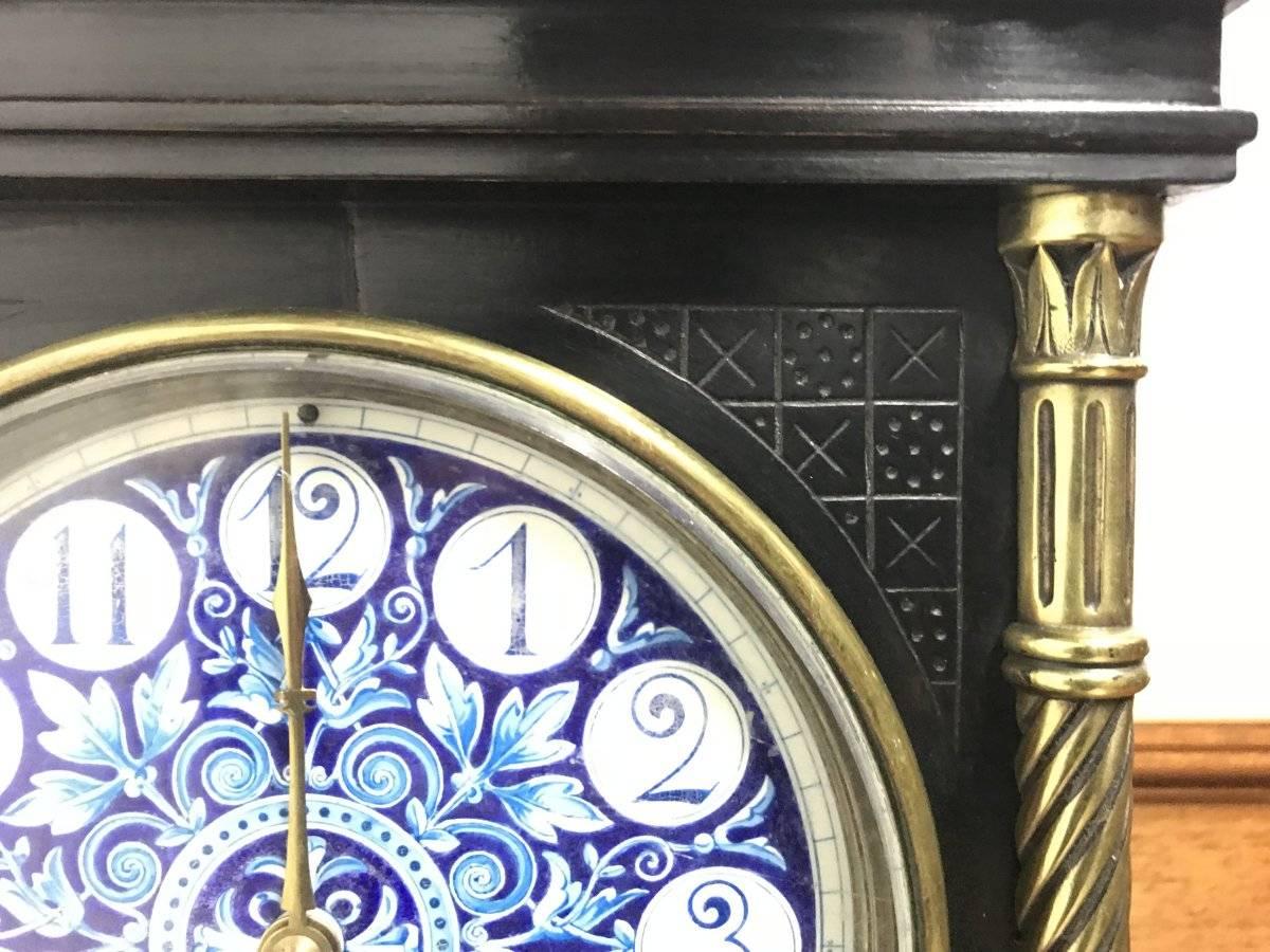 Lewis. F. Day, Attributed an Aesthetic Movement Ebonized and Enamel Mantle Clock 1