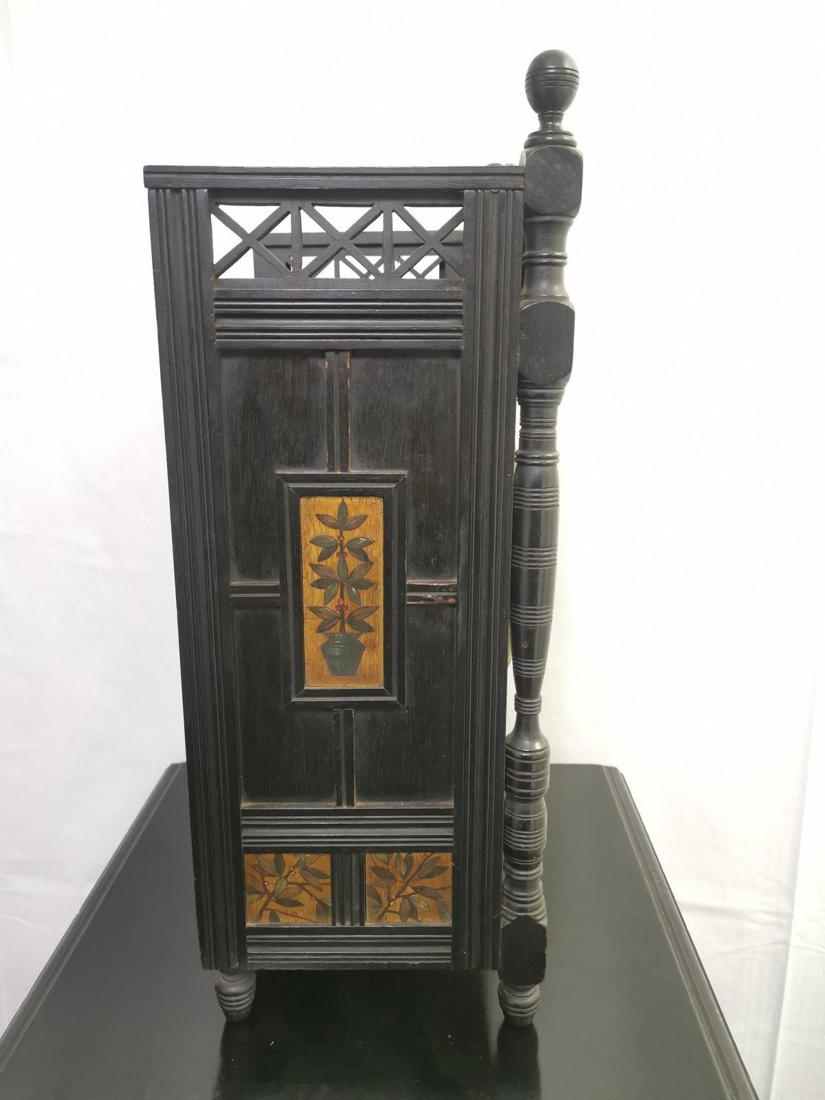 Lewis F Day, Howell, James & Sons Aesthetic Movement Ebonised & Polychrome Clock For Sale 2