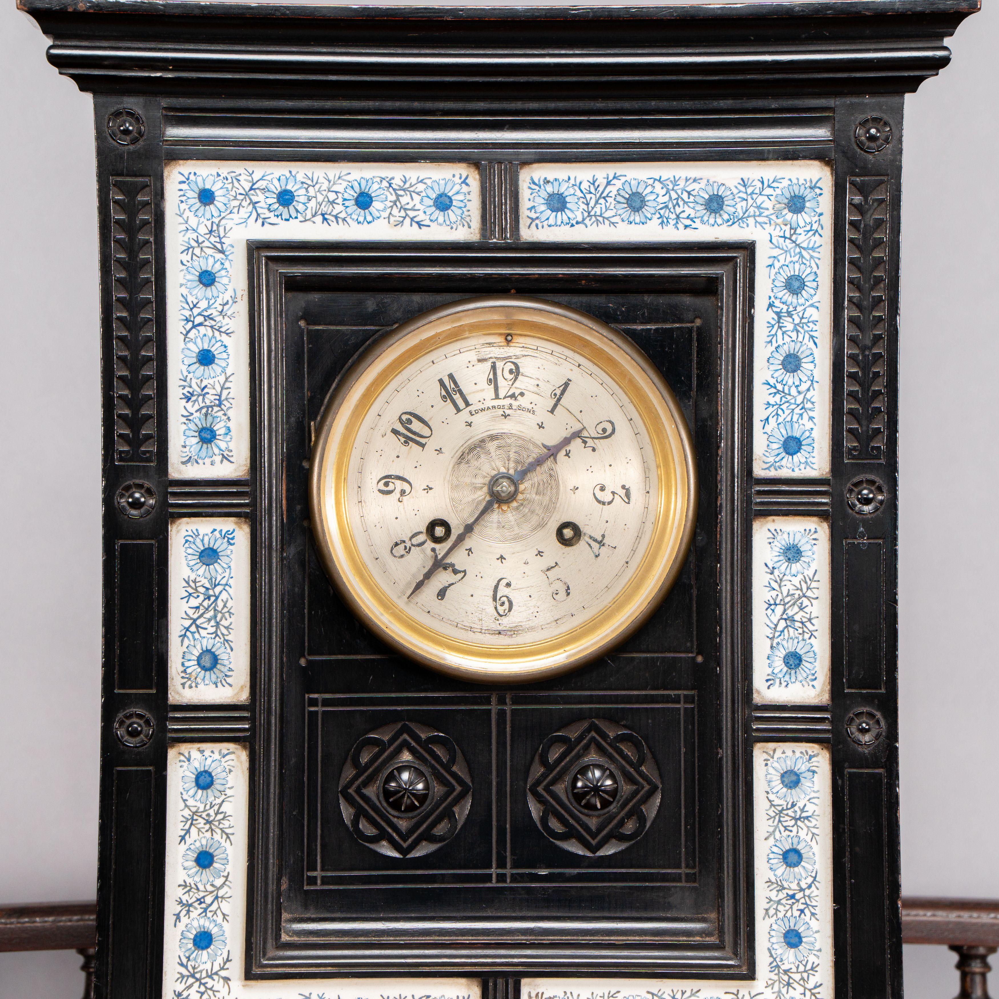 Lewis Foreman Day. Made by Howell and Sons. An Aesthetic Movement ebonized clock For Sale 5