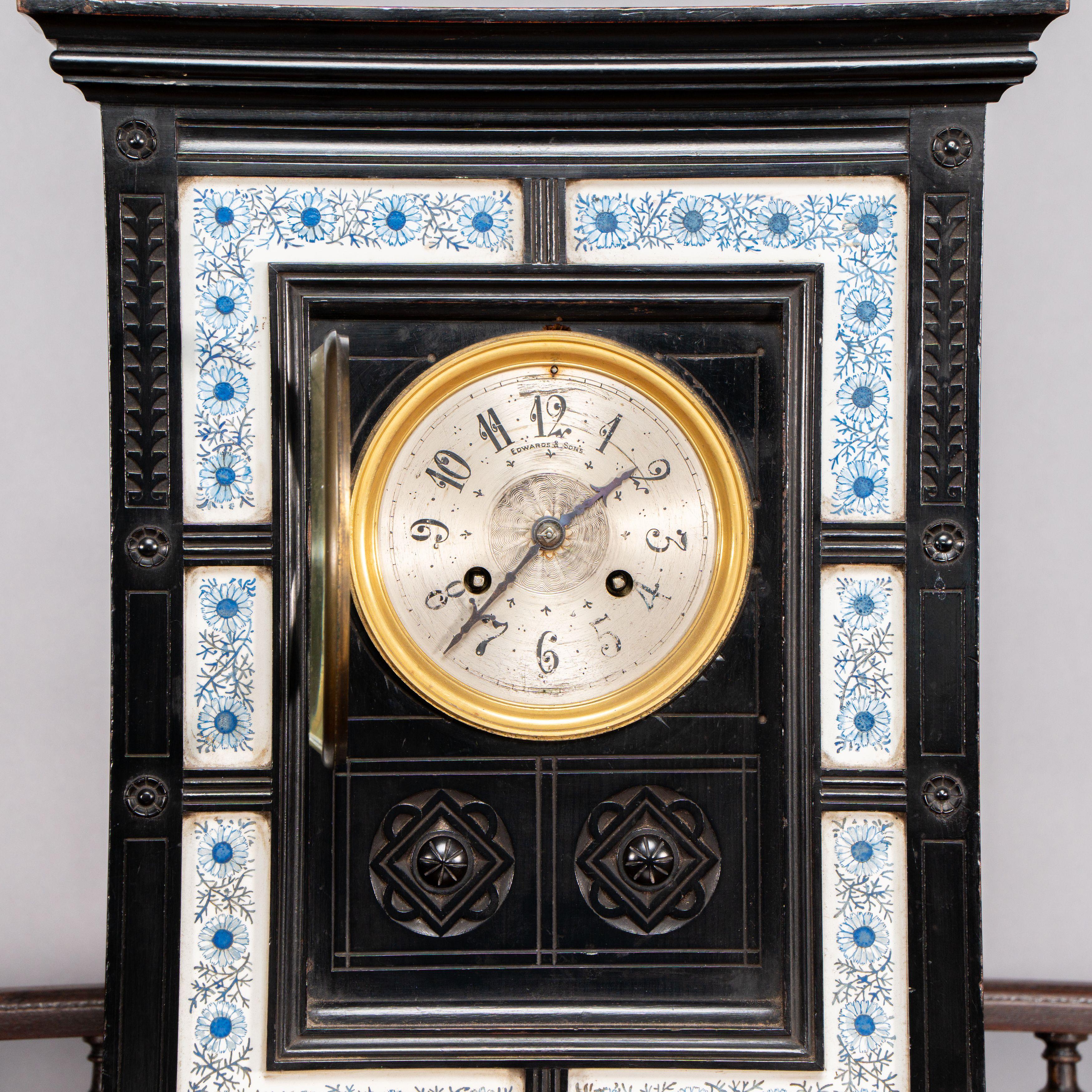 Lewis Foreman Day. Made by Howell and Sons. An Aesthetic Movement ebonized clock For Sale 6