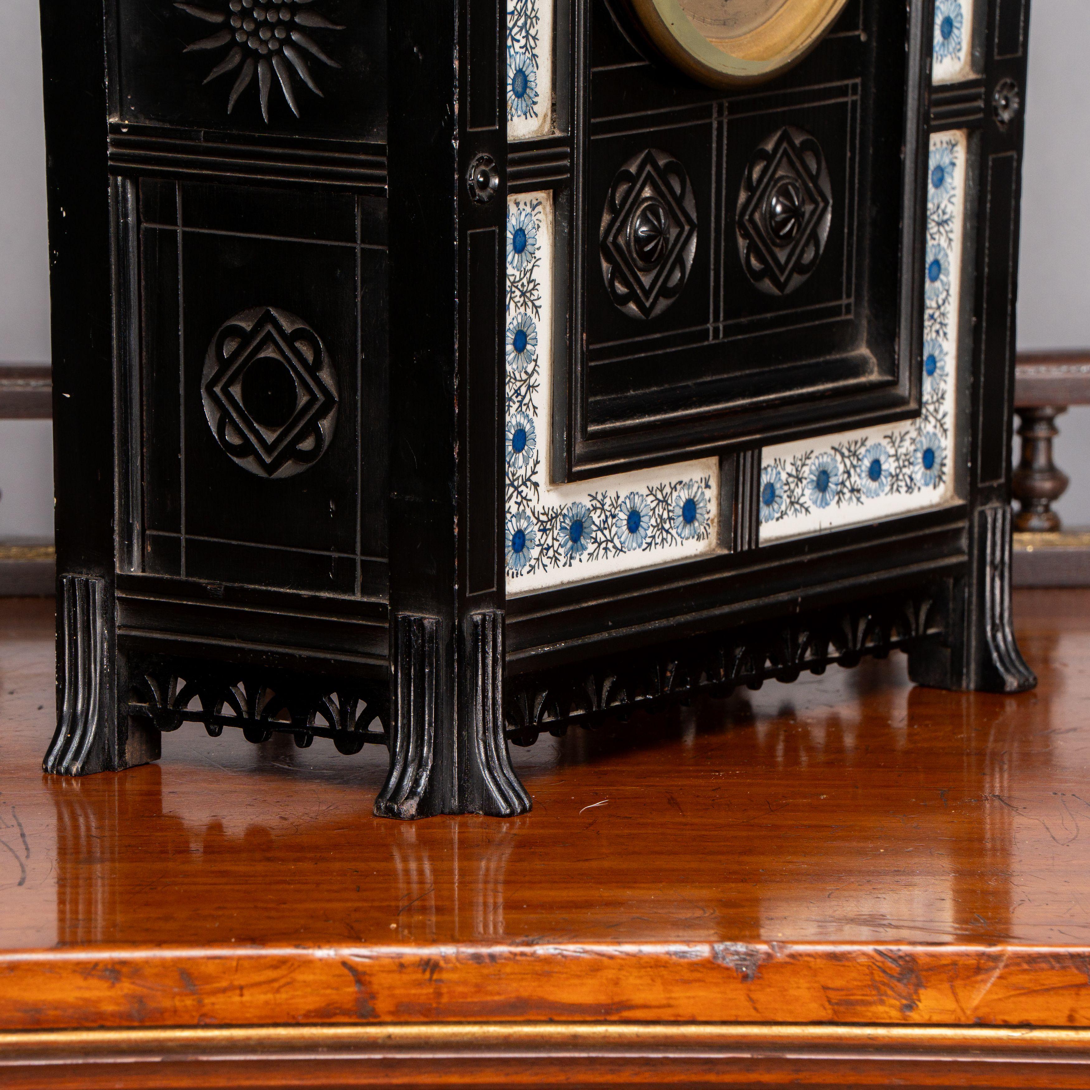 Lewis Foreman Day. Made by Howell and Sons. An Aesthetic Movement ebonized clock For Sale 7