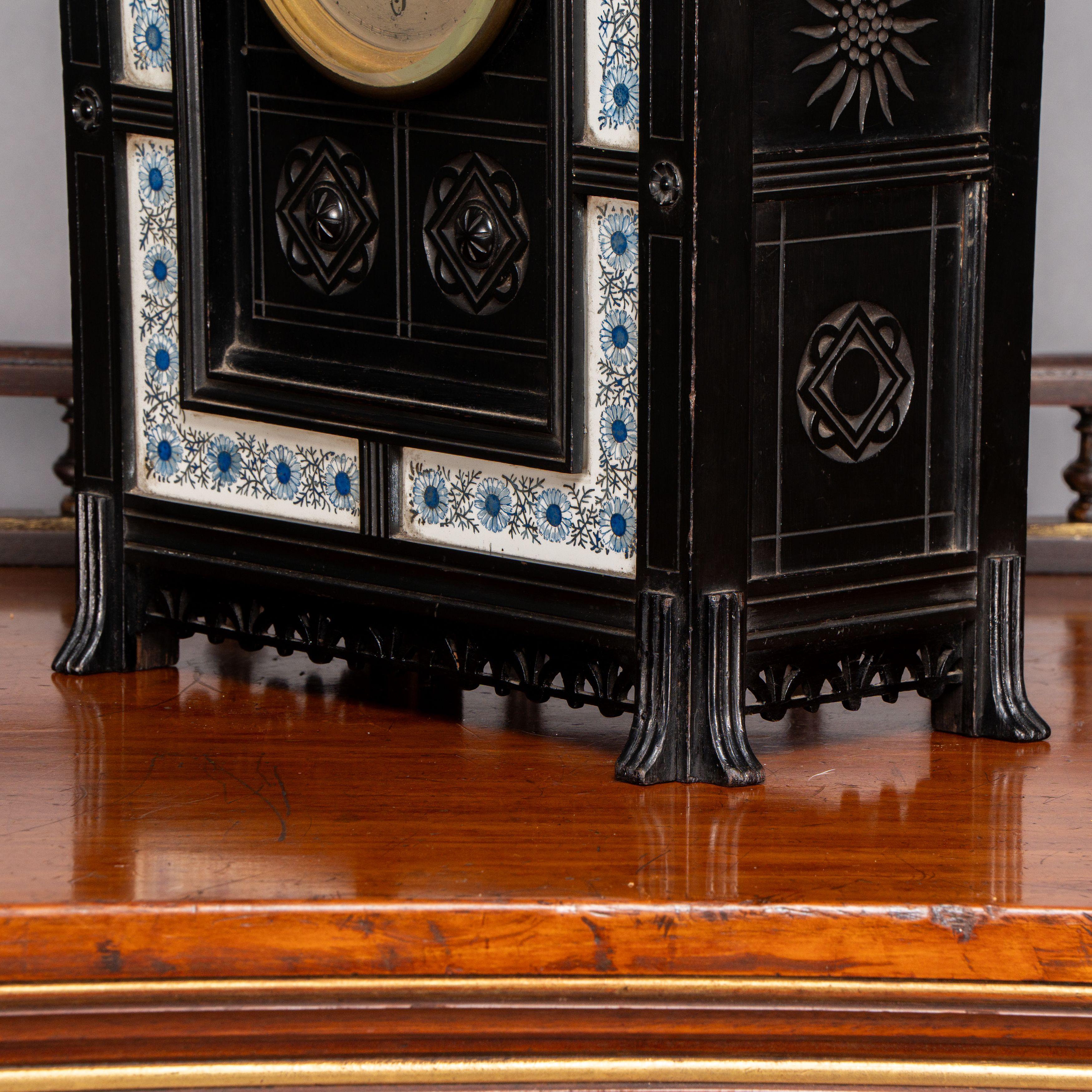 Lewis Foreman Day. Made by Howell and Sons. An Aesthetic Movement ebonized clock For Sale 8