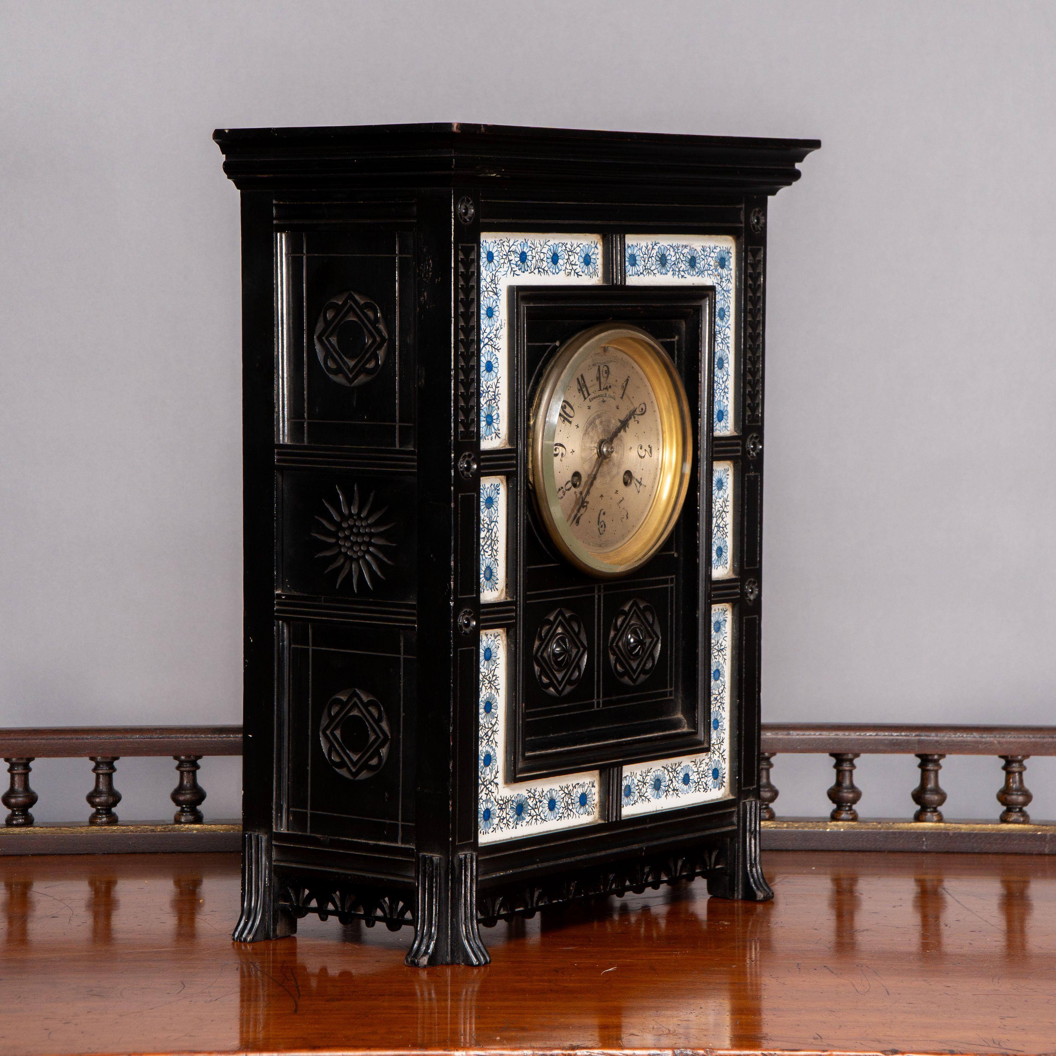Lewis Foreman Day. Made by Howell and Sons. An Aesthetic Movement ebonized clock For Sale 3