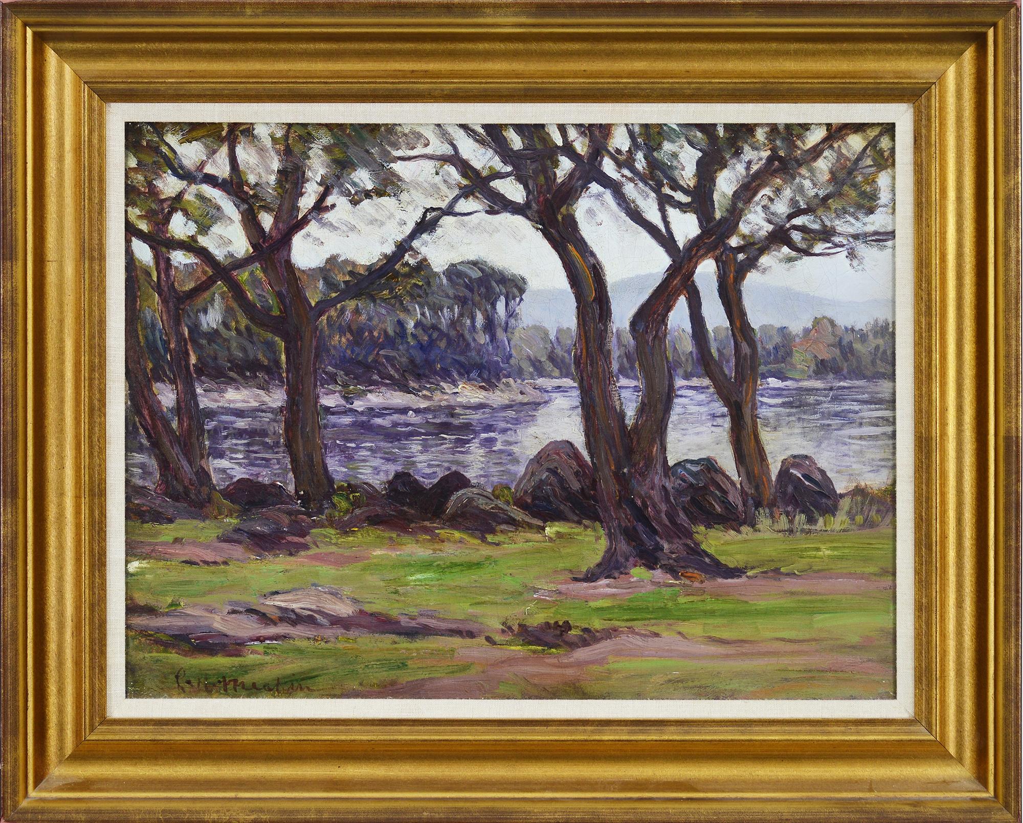 Lewis Henry Meakin Landscape Painting - River with Trees