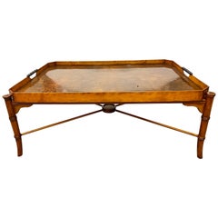 Lewis Mittman Coffee Table, Hollywood Regency Style Burl and Ebony Decorated