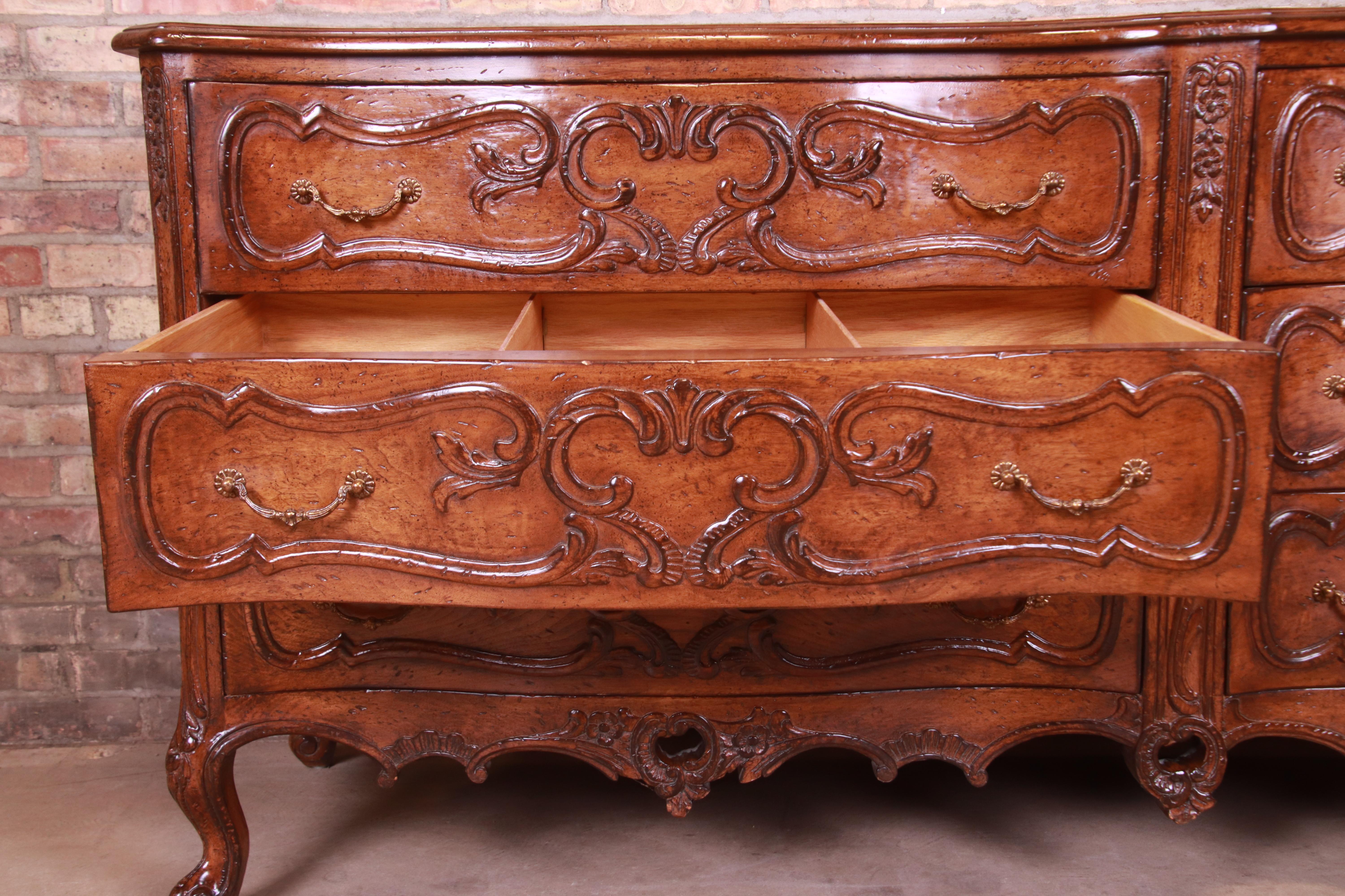 Lewis Mittman French Provincial Louis XV Carved Walnut Double Dresser 4