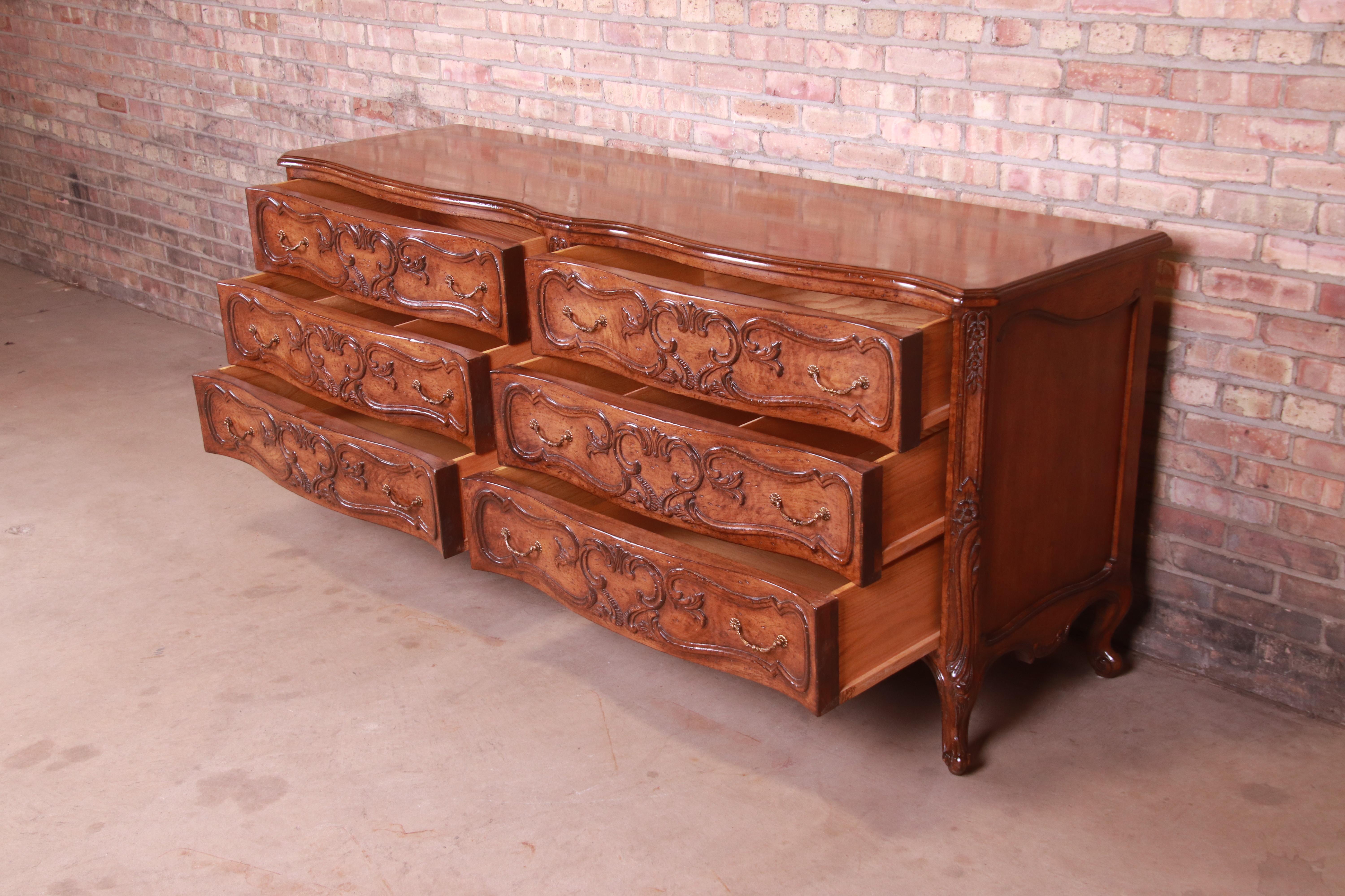 Lewis Mittman French Provincial Louis XV Carved Walnut Double Dresser 2