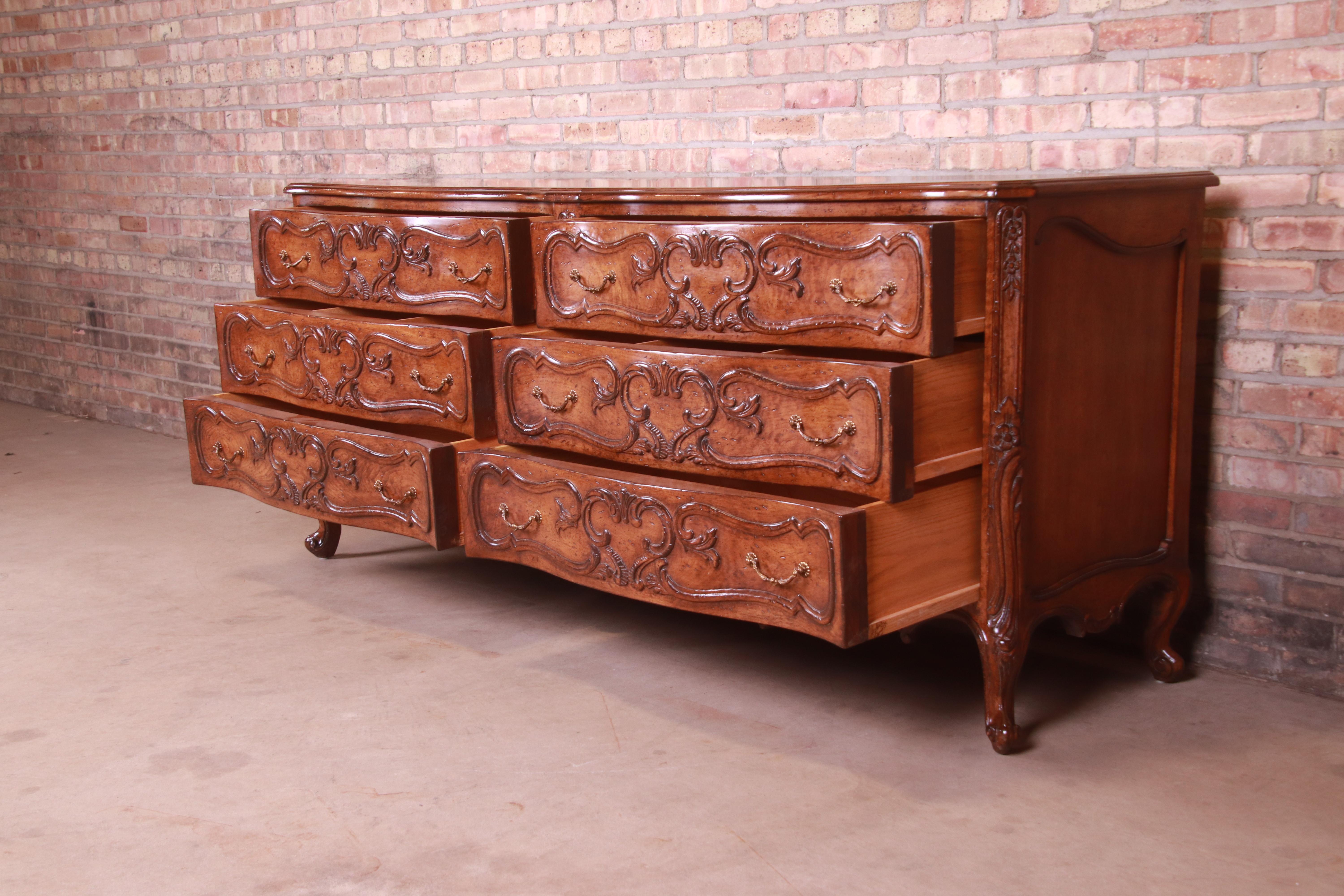 Lewis Mittman French Provincial Louis XV Carved Walnut Double Dresser 3