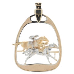 Lewis Rand 14k Yellow, Rose, and White Gold Run for the Horses Buckle Pendant