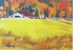 Paysage d'automne avec grange