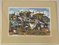 Lewis Suzuki "Abusivi a Manila" Acquerello originale C.1960