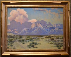 "SUNSET GLOW GUADLUPE MOUNTAINS, TEXAS" EAST OF EL PASO PAINTED CIRCA 1930s