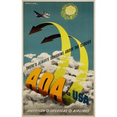 Original 1948 Reiseplakat von Lewitt-Him - AOA nach USA American Oversea Airlines