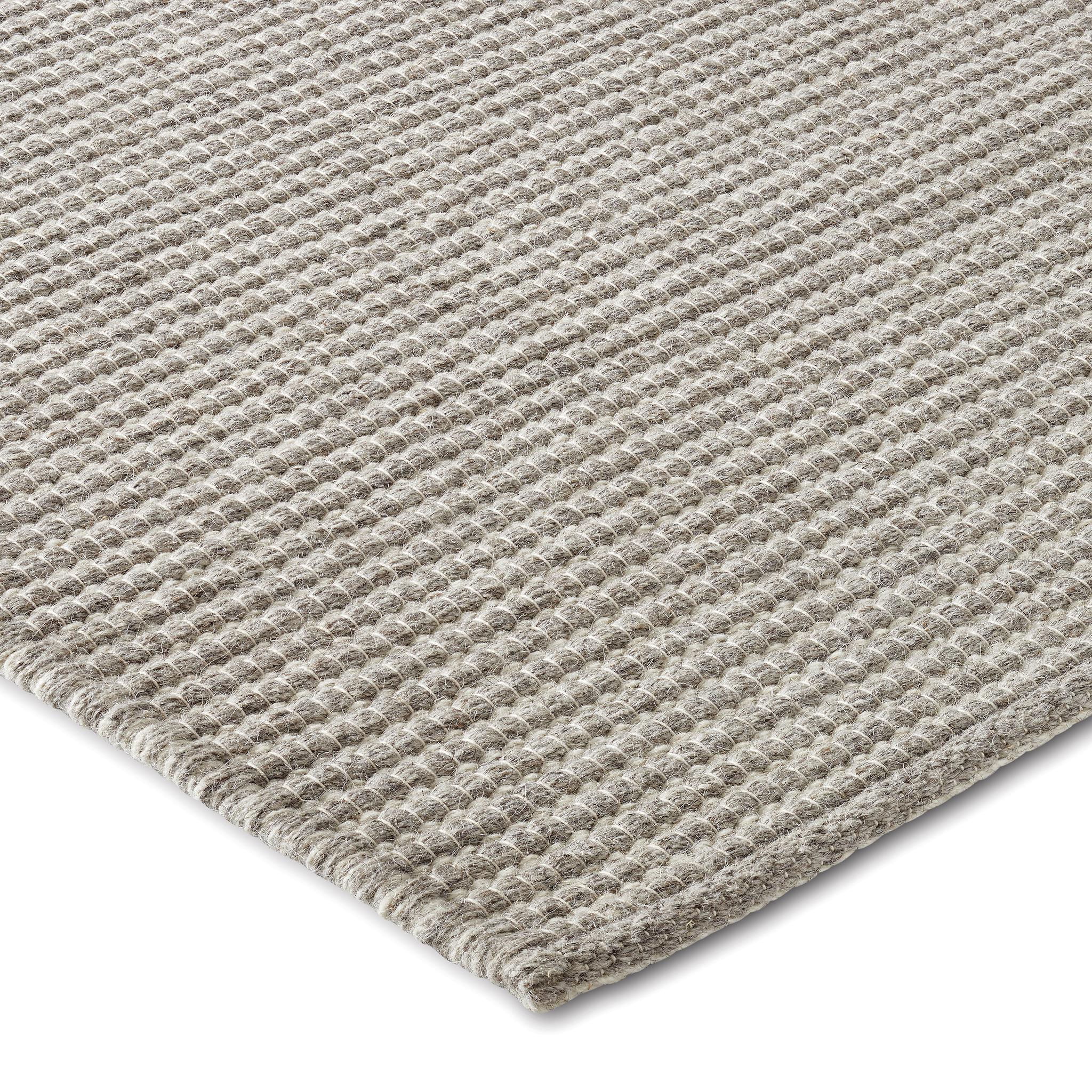 Lana Lex 8x10ft in lana grigia con design a coste, tappeto di lusso tessuto a mano in vendita