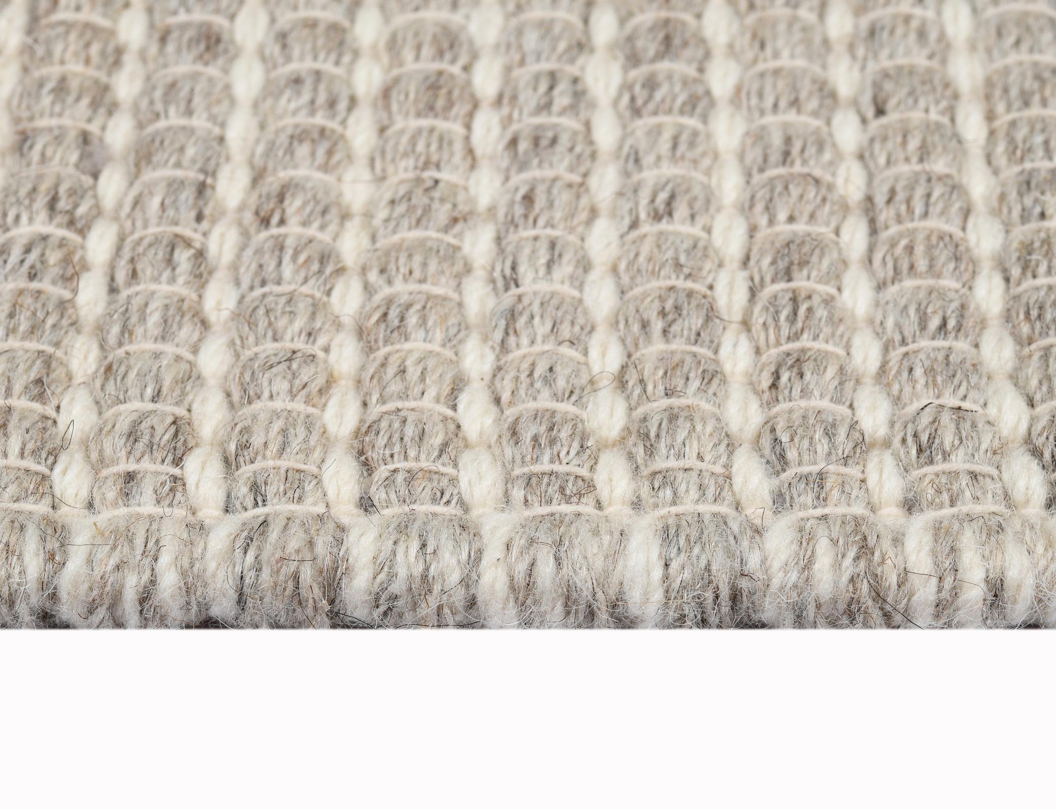 Indian Lex, Ash, Handwoven Face 60% Undyed NZ Wool, 40% Undyed MED Wool, 6' x 9' For Sale