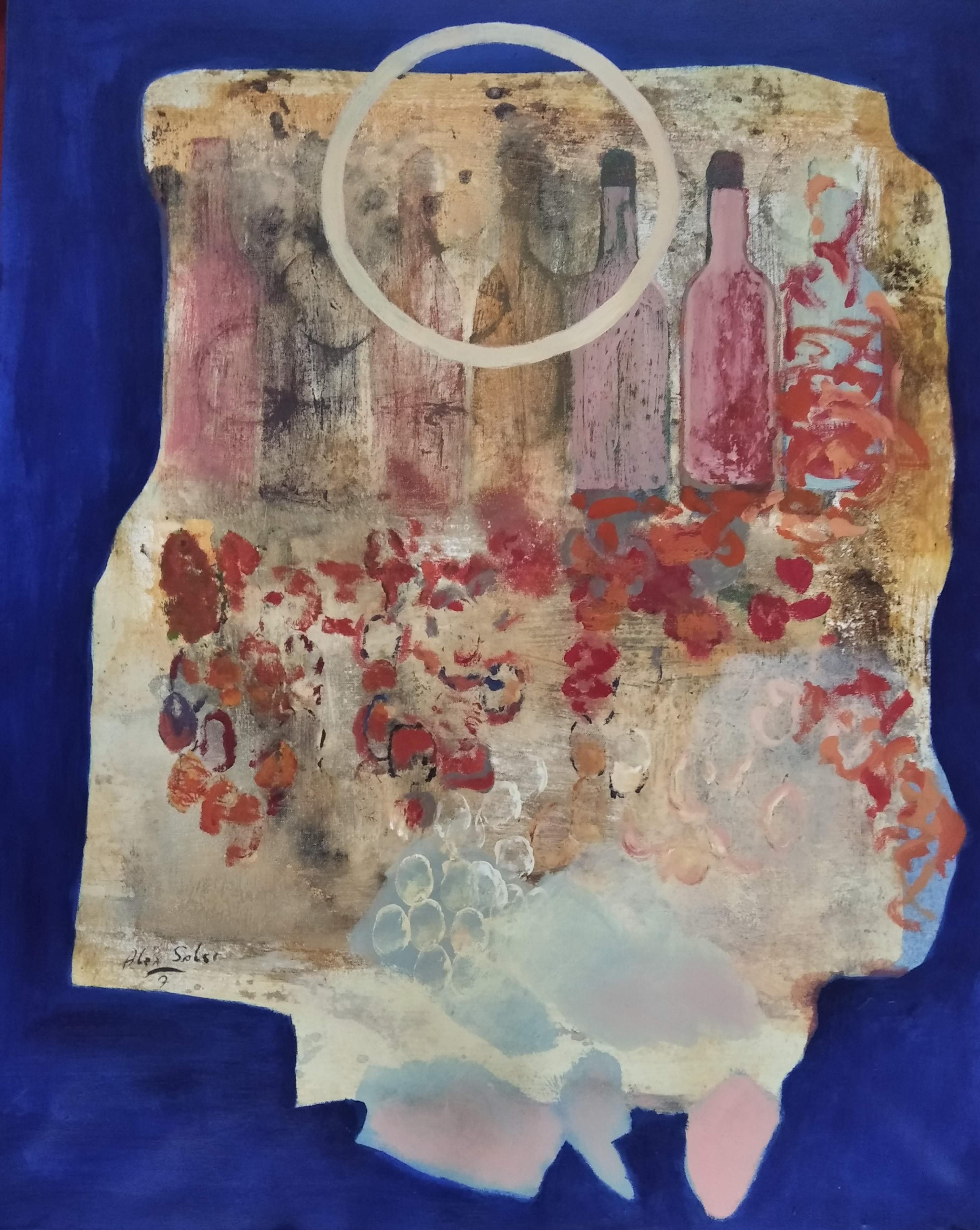 Pink Cloud - Brown Abstract Painting by Álex Soler