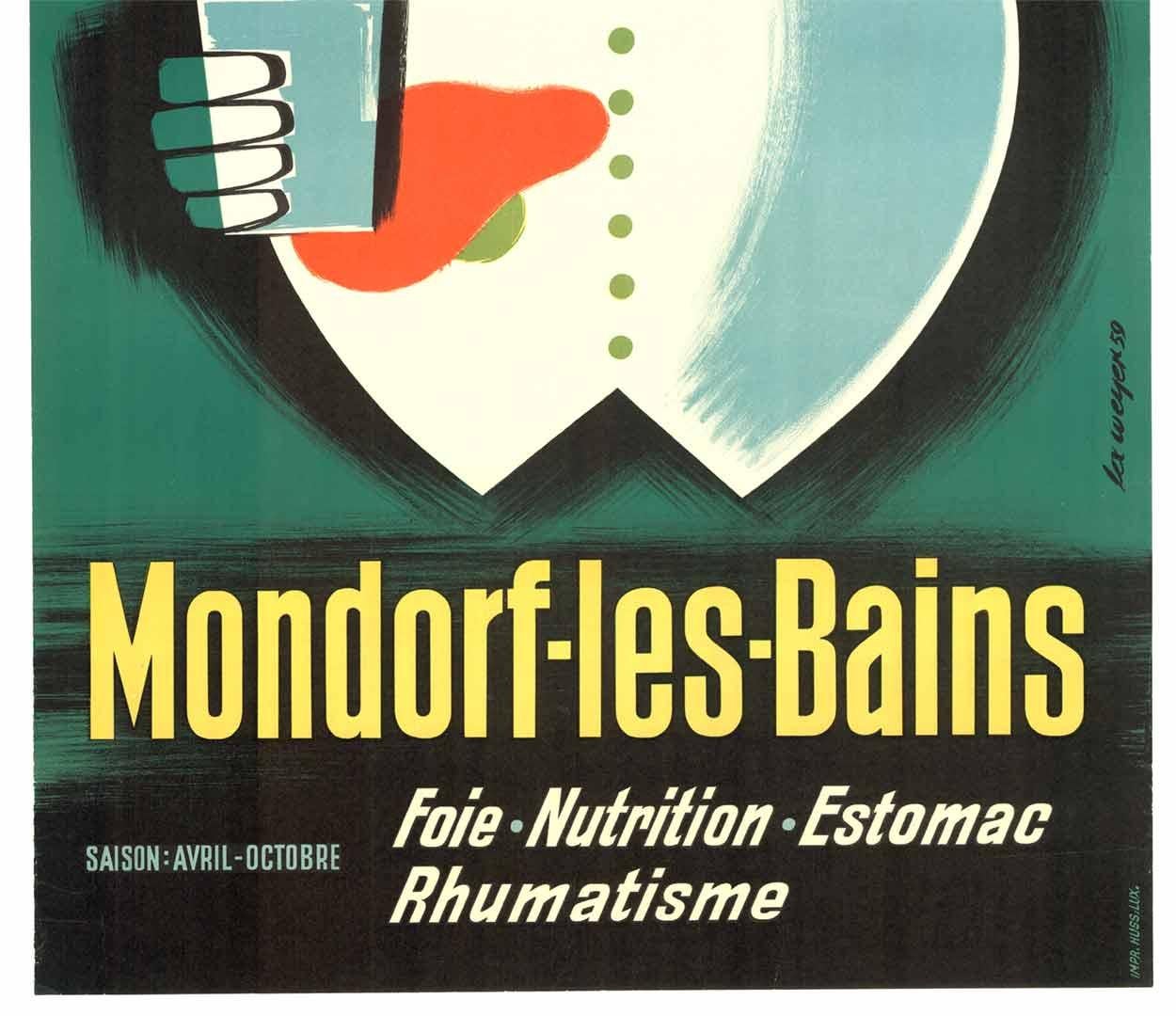 Originales Vintage-Spa-Poster von Mondorf-les-Baines (Abstrakter Expressionismus), Print, von Lex Weyer
