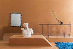 Lexan Series Console Table by Phaedo, Clear Lexan with Blue Oil, Painted Edge