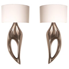 Lexi Sconces, Set of 2, Nickel Finish with Ivory Silk Shade