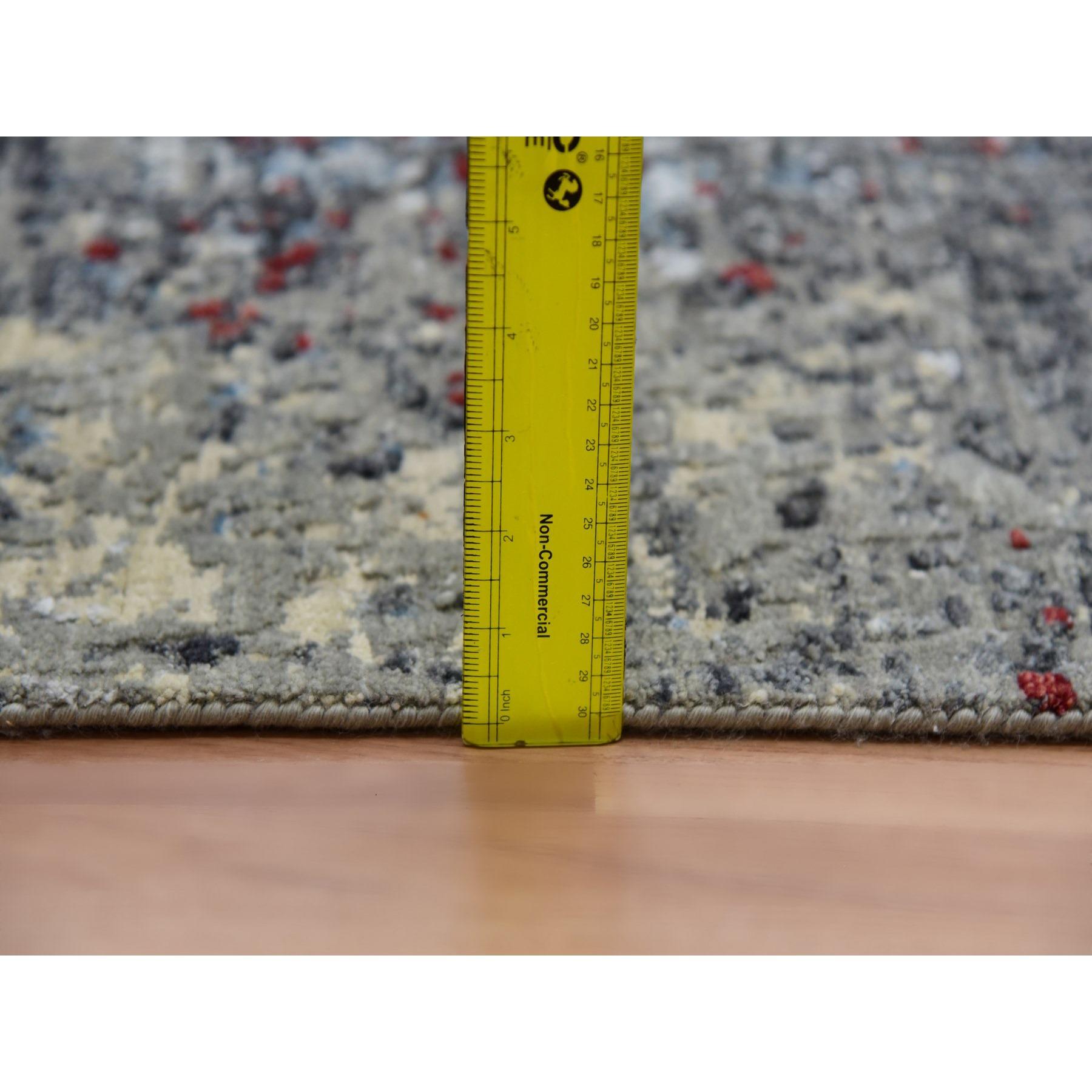 Lexicon Weißer handgeknüpfter orientalischer Teppich aus reiner Wolle in abstraktem Design 8'0