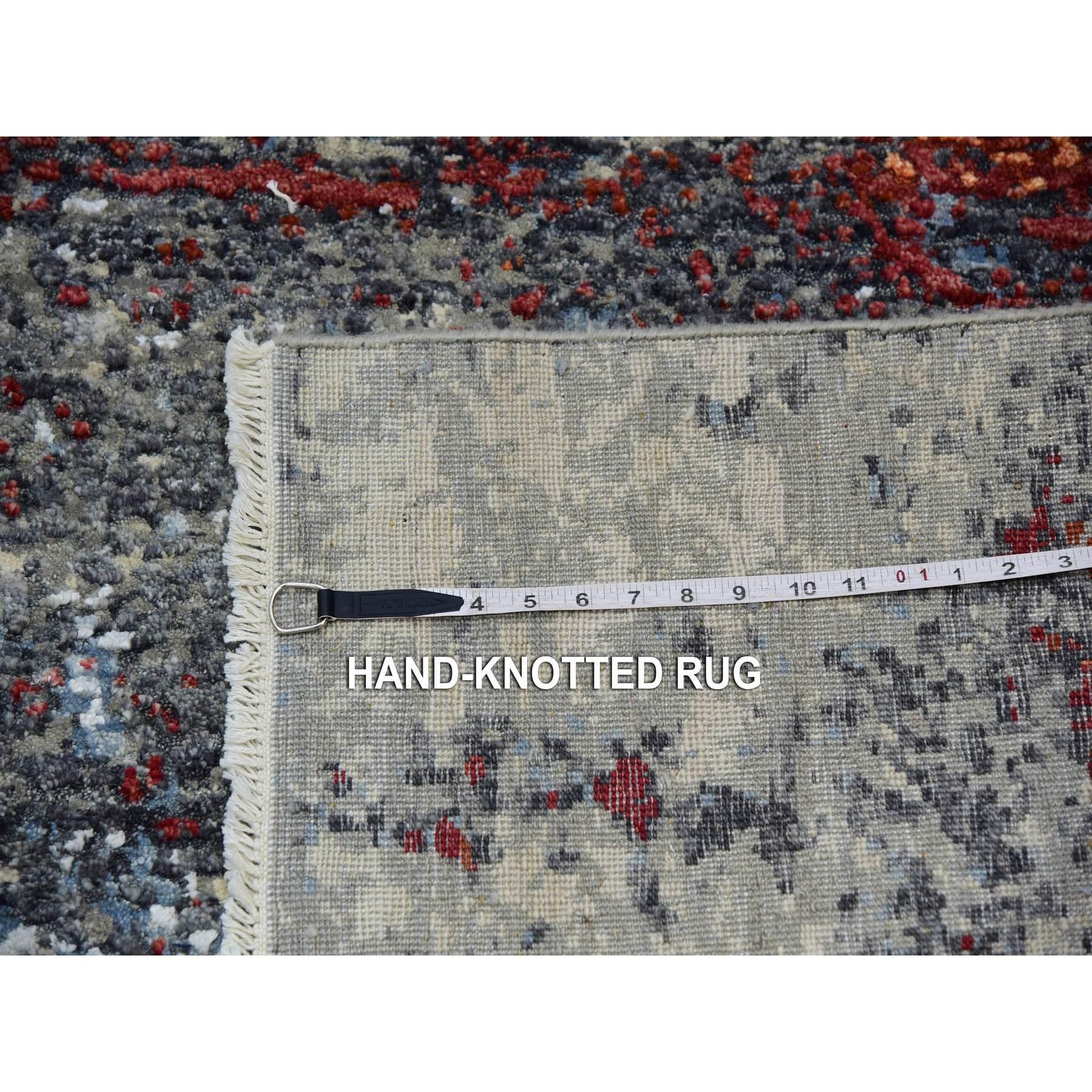 Lexicon Weißer handgeknüpfter orientalischer Teppich aus reiner Wolle in abstraktem Design 8'0