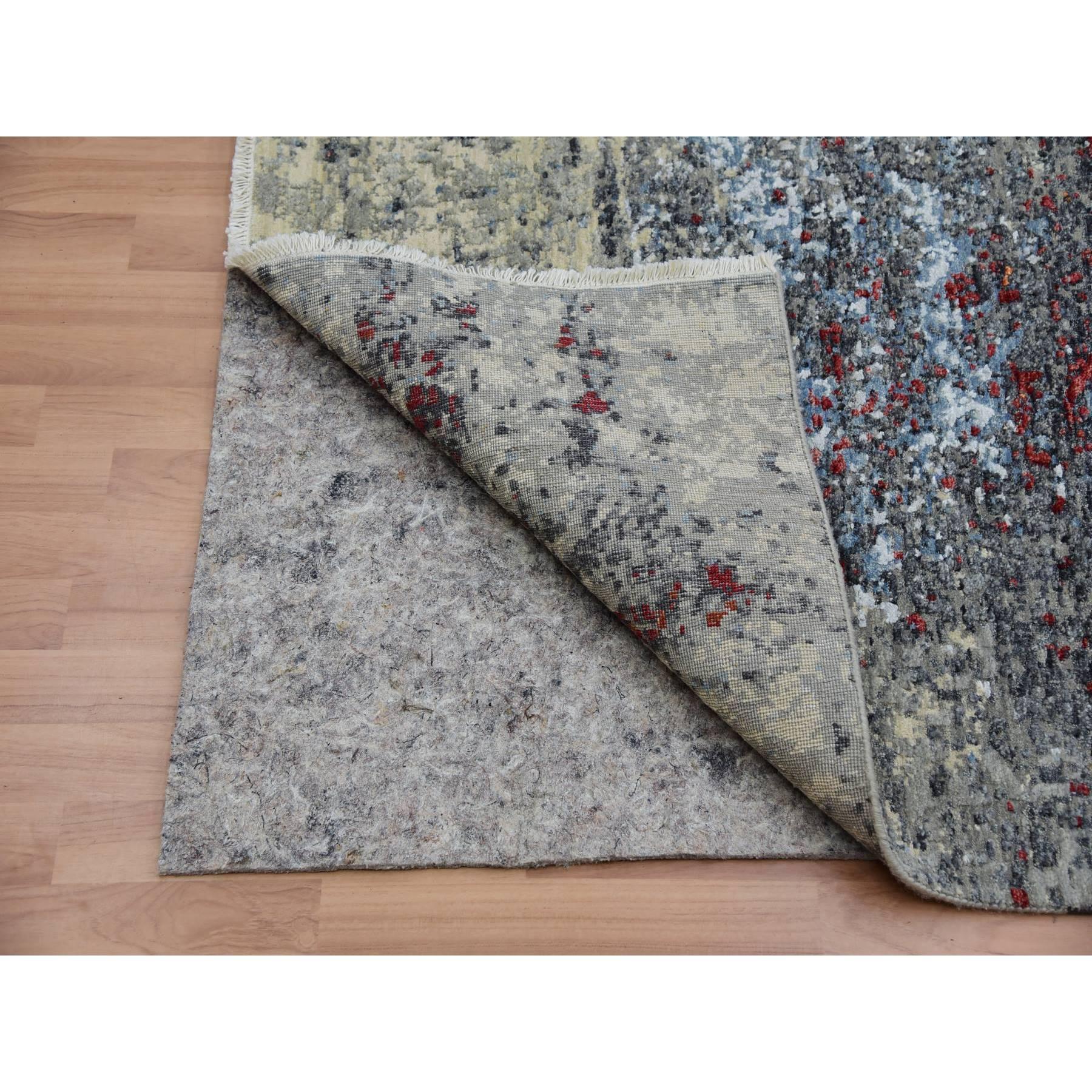 Lexicon Weißer handgeknüpfter orientalischer Teppich aus reiner Wolle in abstraktem Design 8'0