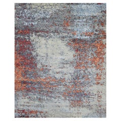 Lexicon White Abstract Design Annodato a mano in pura lana Tappeto Orientale 8'0" x 10'1"