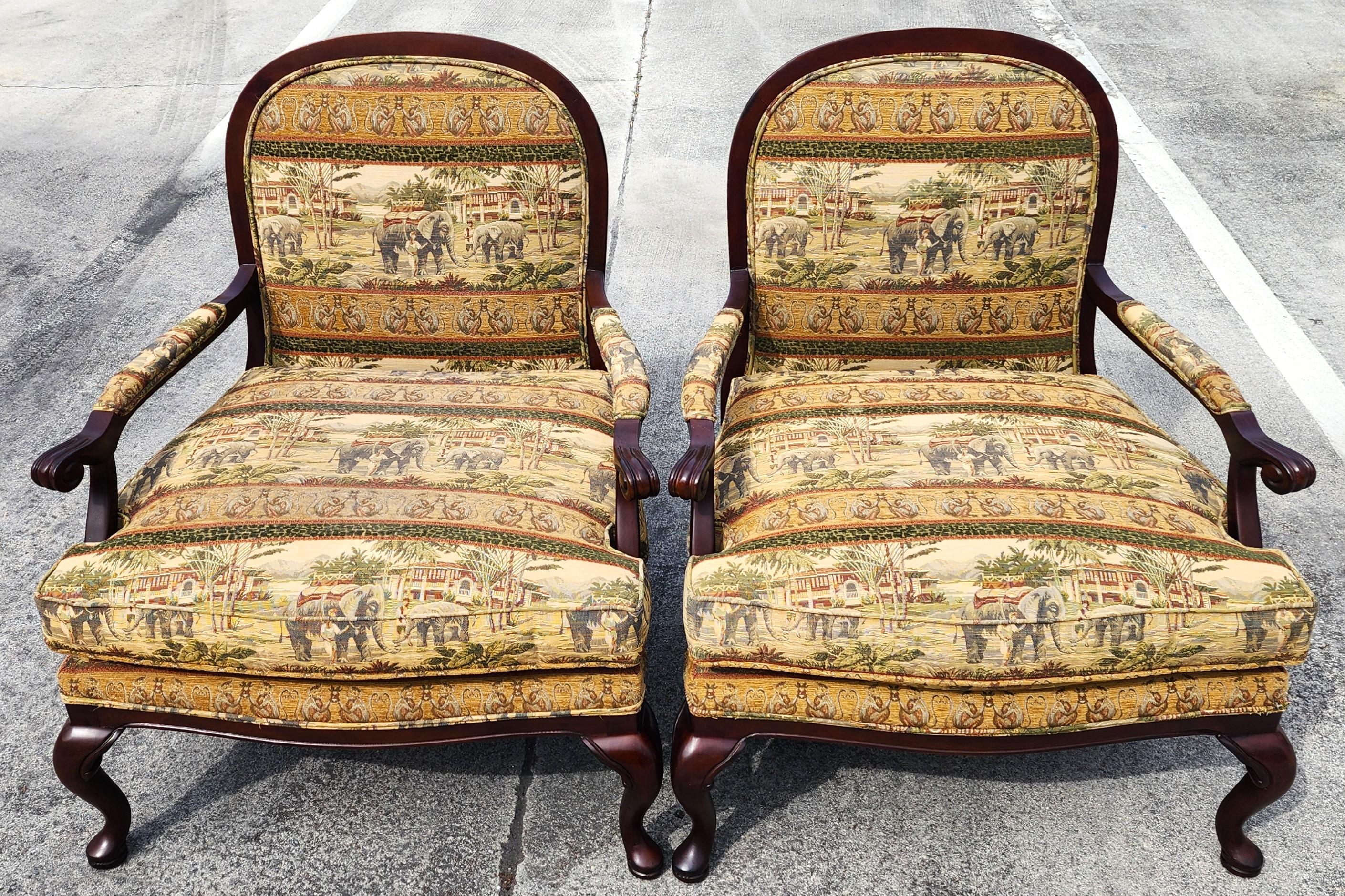 Lexington Sessel Asiatisch-afrikanischer Stil Elefanten Affen im Zustand „Gut“ im Angebot in Lake Worth, FL