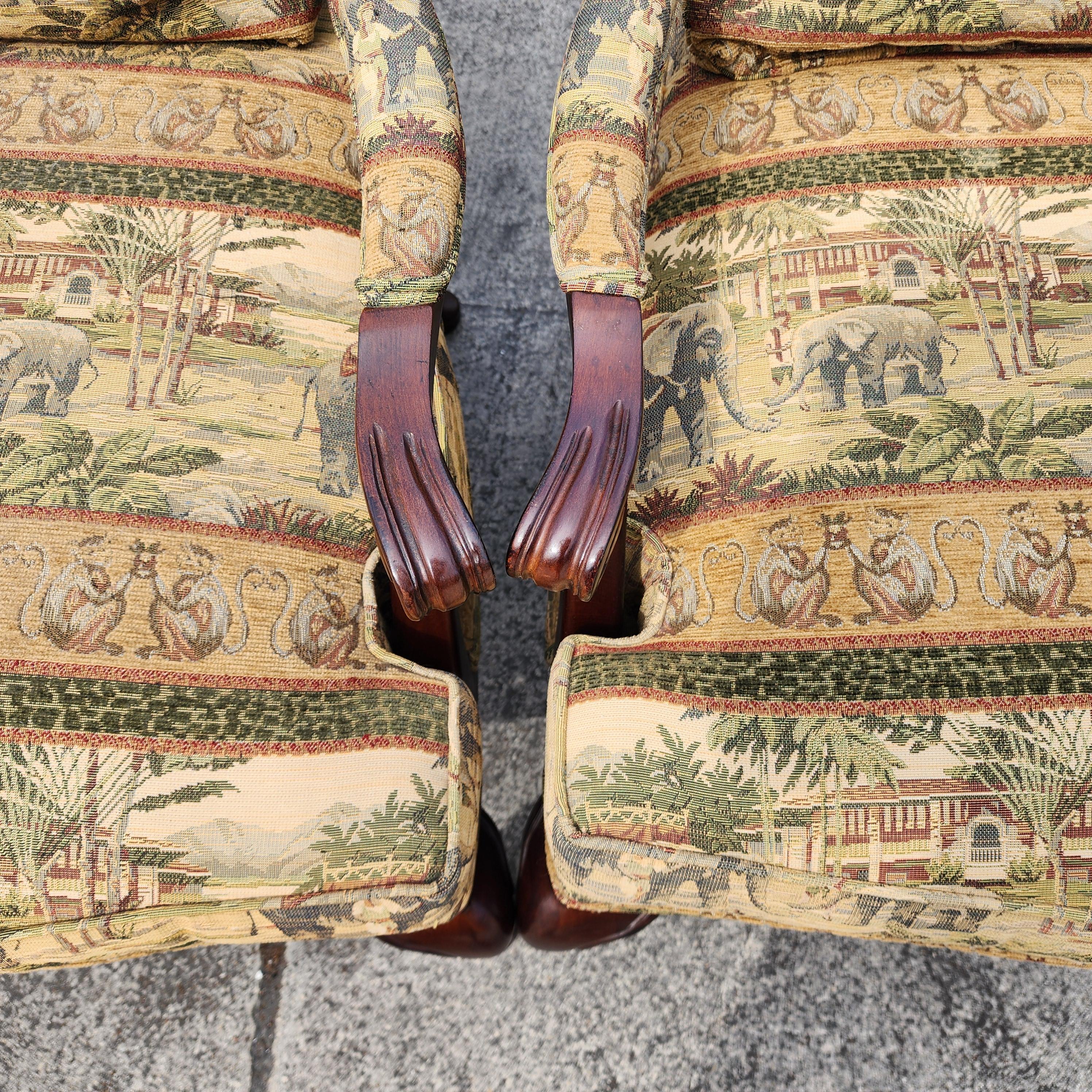 Lexington Sessel Asiatisch-afrikanischer Stil Elefanten Affen im Angebot 1