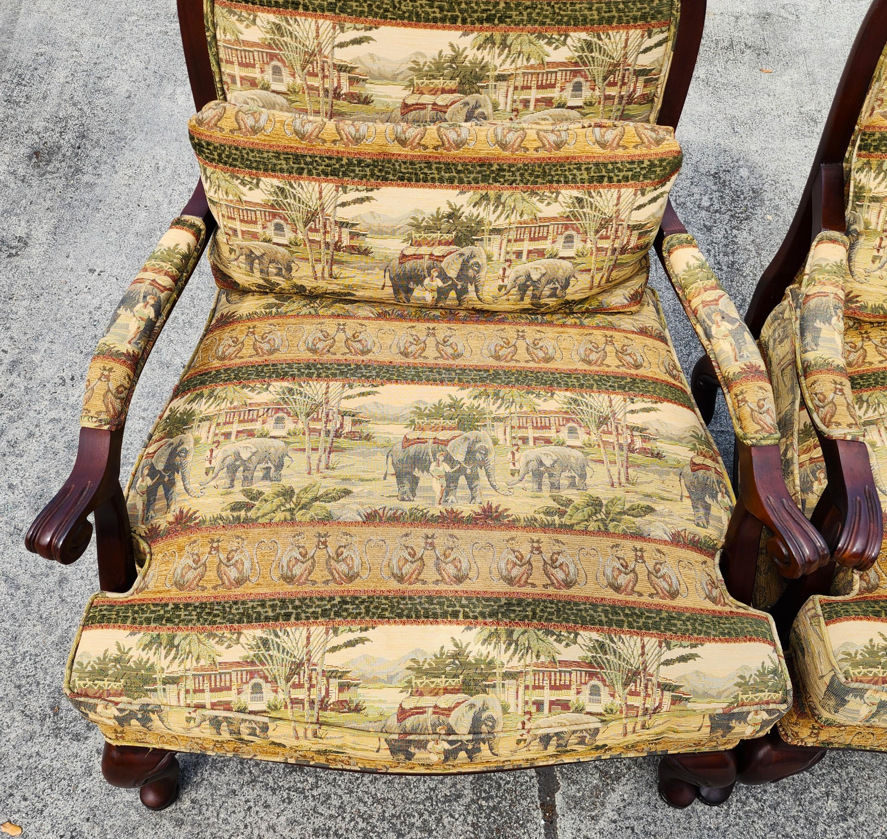 Lexington Sessel Asiatisch-afrikanischer Stil Elefanten Affen im Angebot 2