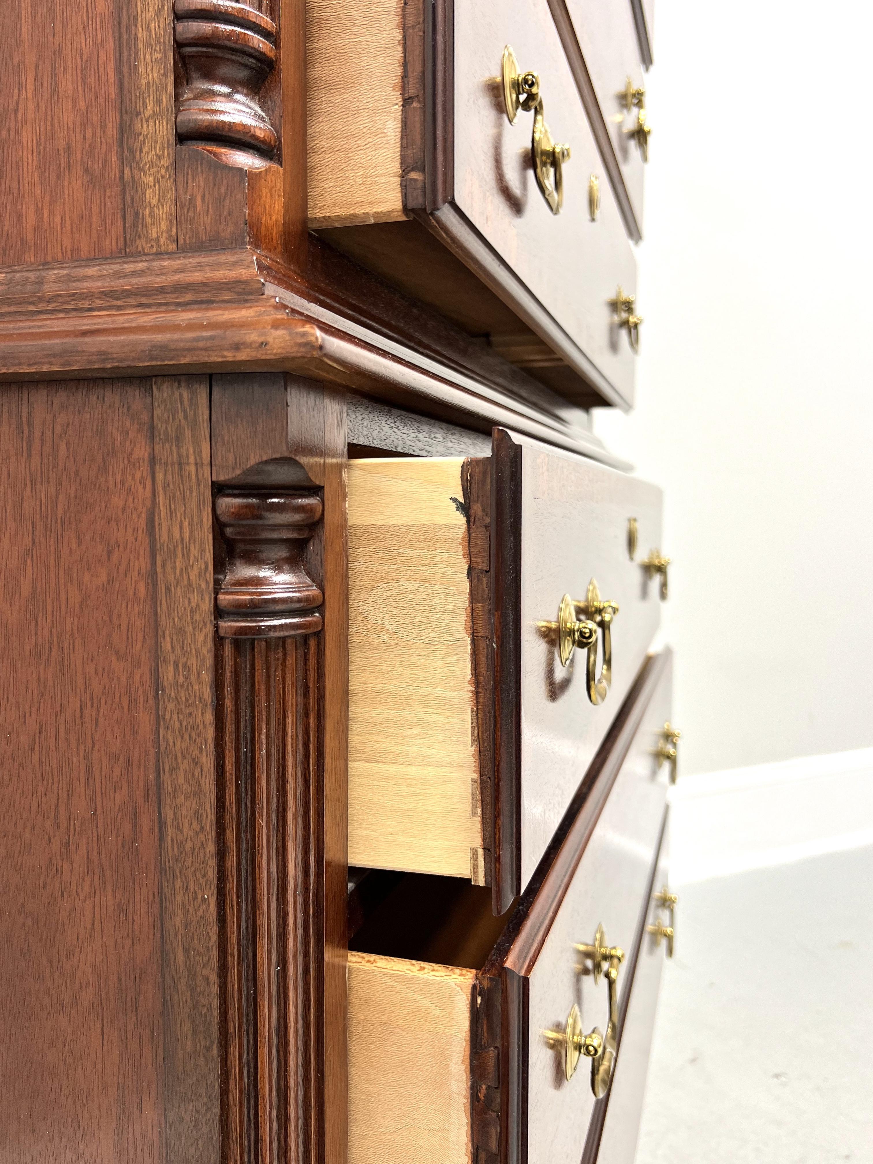 LEXINGTON Banded Mahogany Chippendale Chest on Chest For Sale 5