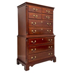 LEXINGTON Banded Mahogany Chippendale Chest on Chest