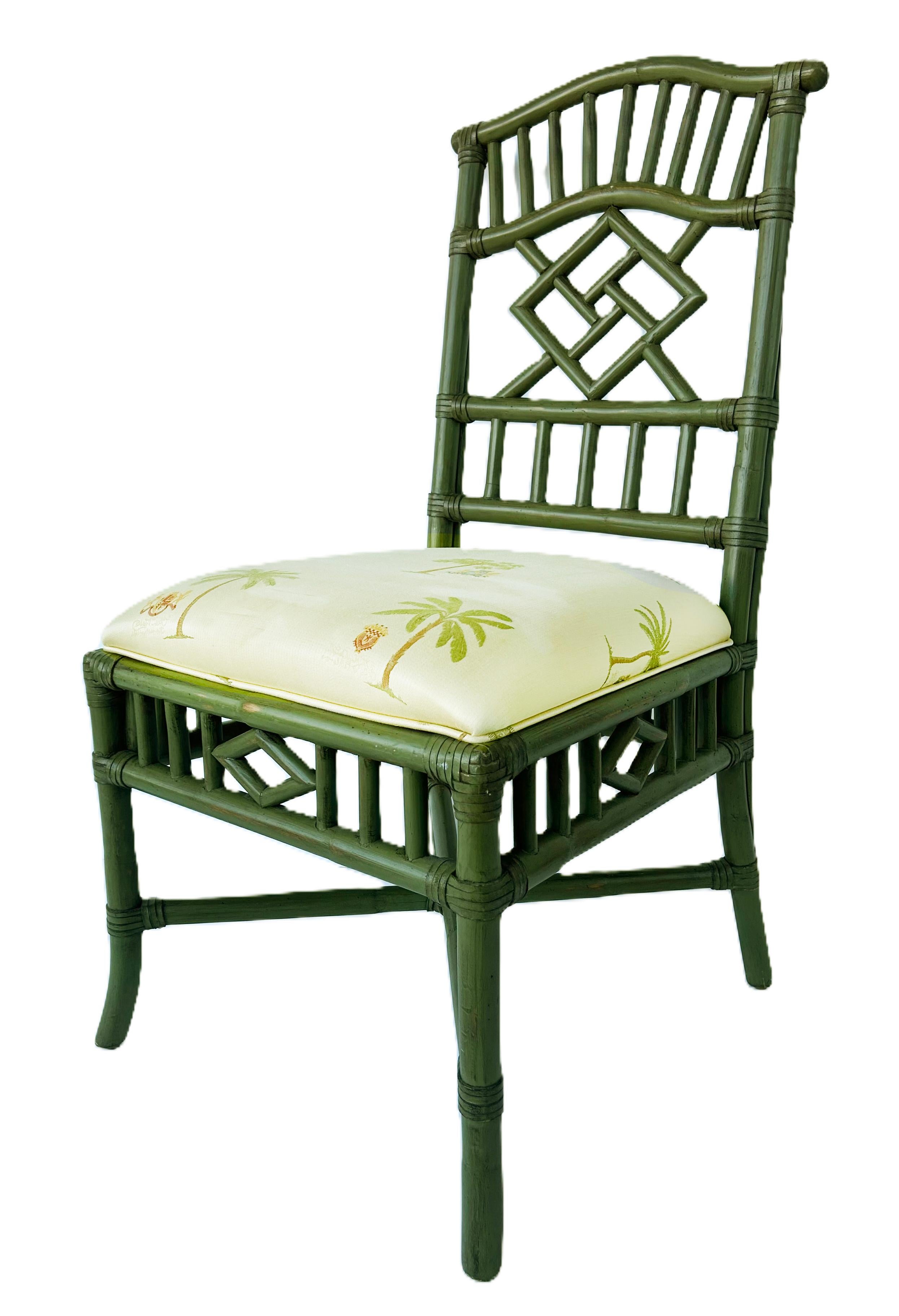 Lexington Chaises d'appoint chinoises en faux rotin Chippendale, peintes, ensemble de 4 en vente 2