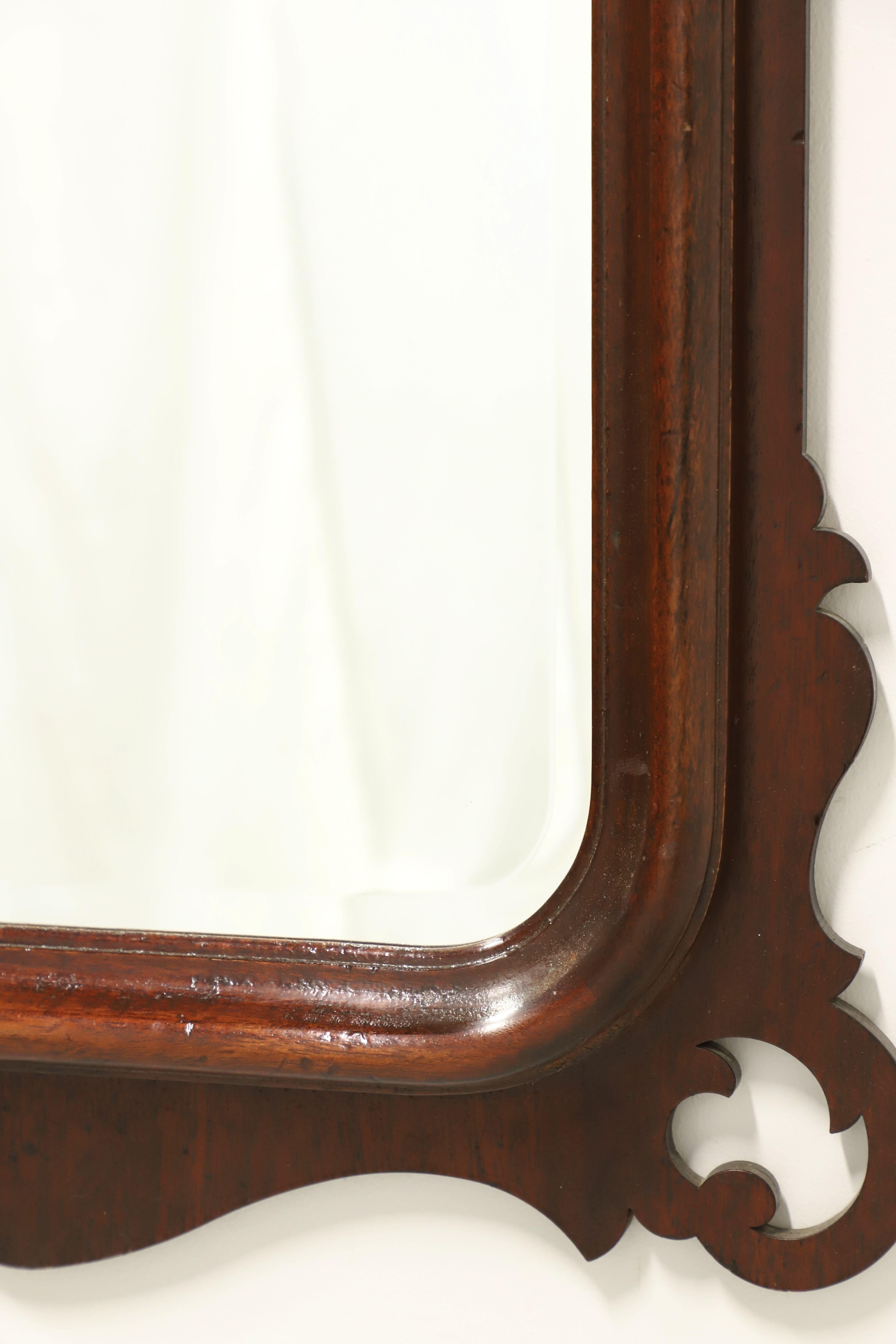 LEXINGTON Distressed Mahogany Chippendale Style Beveled Wall Mirror For Sale 1