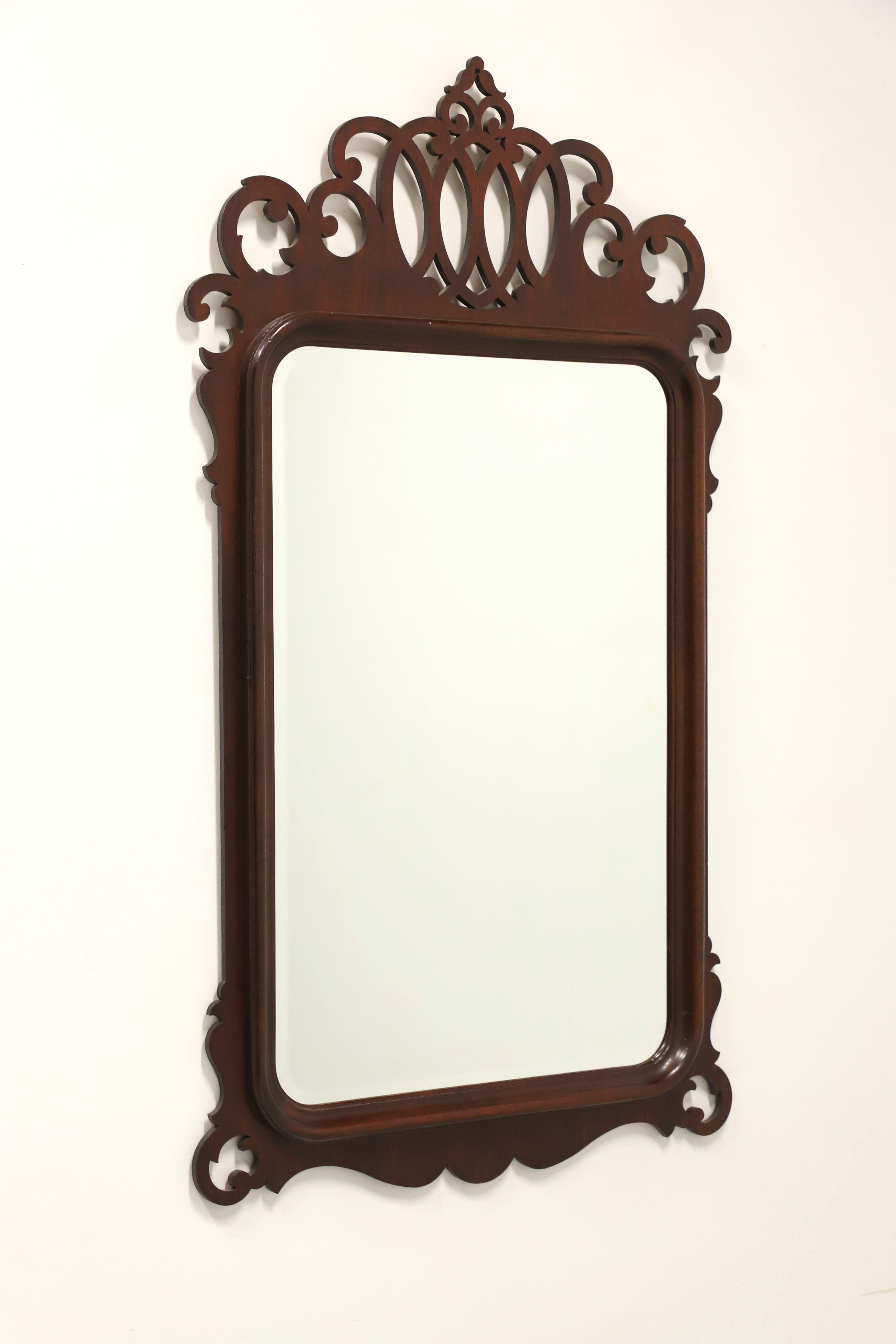 LEXINGTON Distressed Mahogany Chippendale Style Beveled Wall Mirror For Sale 4