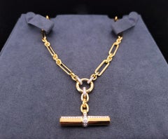 Collana a catena Lexington E/W in oro giallo 18K con diamanti, 6,5 mm