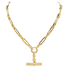 Collana a catena Lexington E/W in oro giallo 18K con diamanti, 6,5 mm